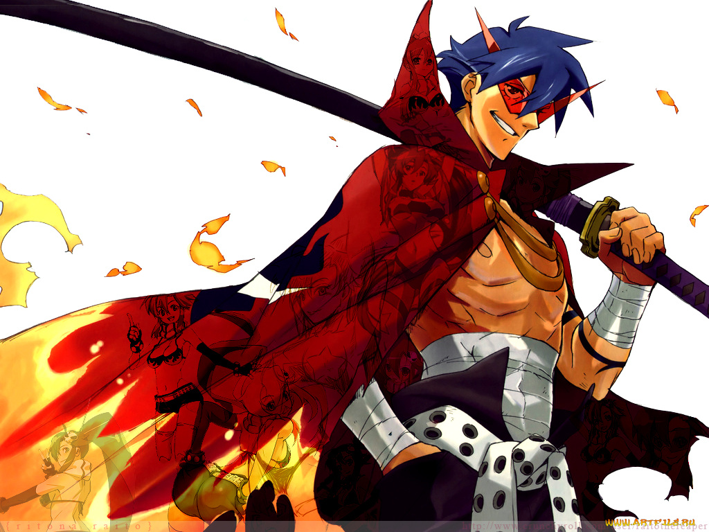 аниме, tengen, toppa, gurren, lagann, kamina
