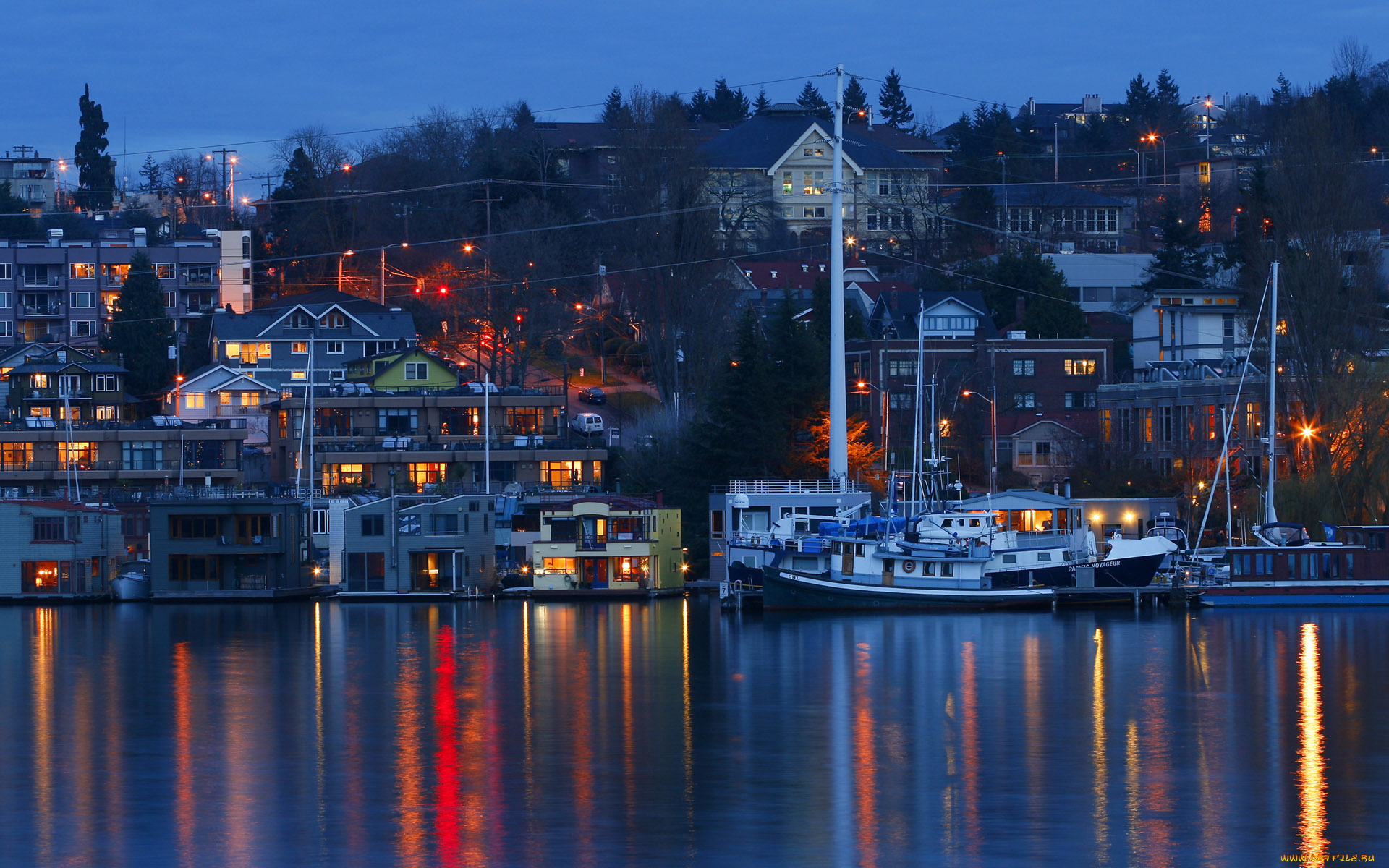 города, огни, ночного