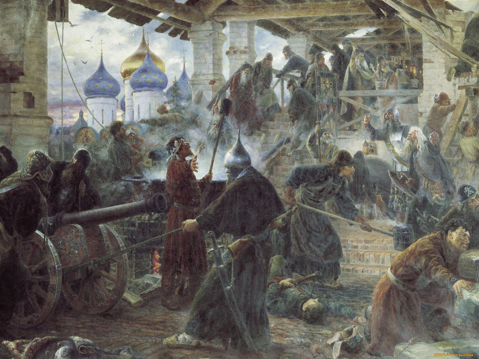 оборона, троице, cергиевой, лавры, рисованные, сергей, милорадович