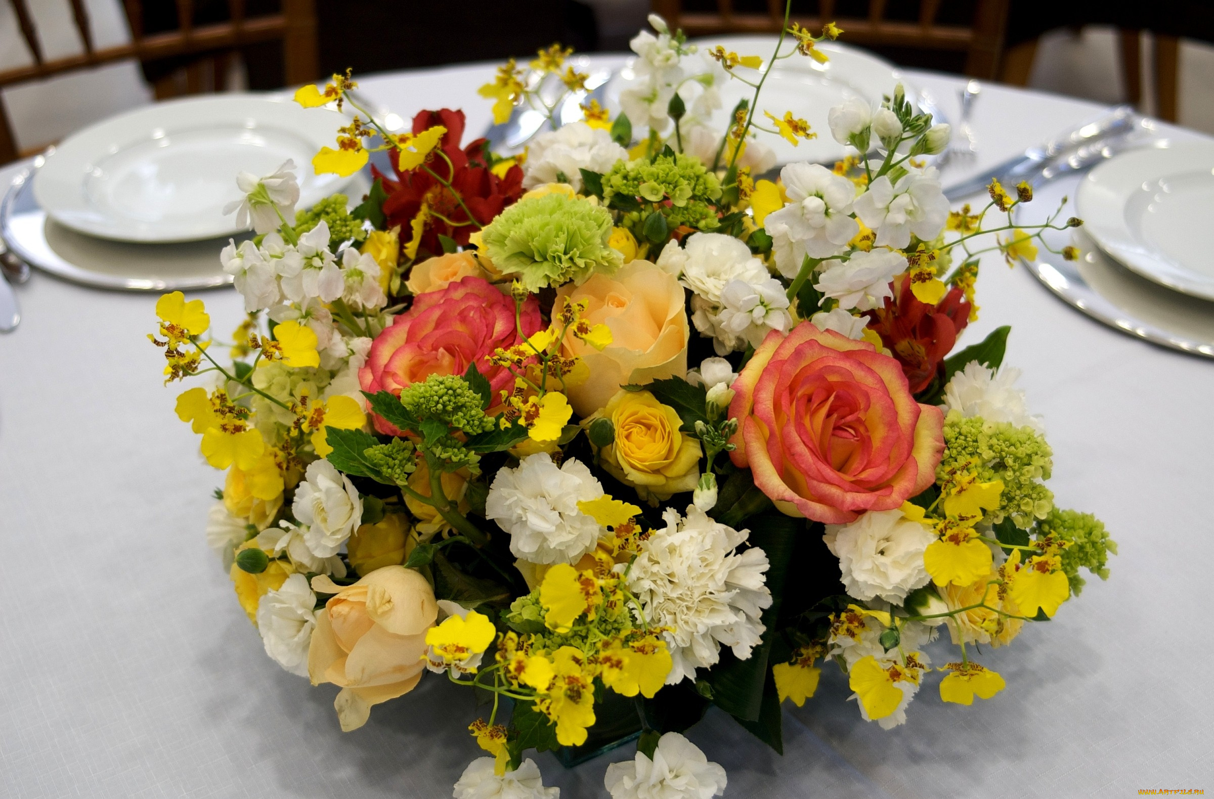 цветы, букеты, композиции, розы, гвоздики, орхидеи