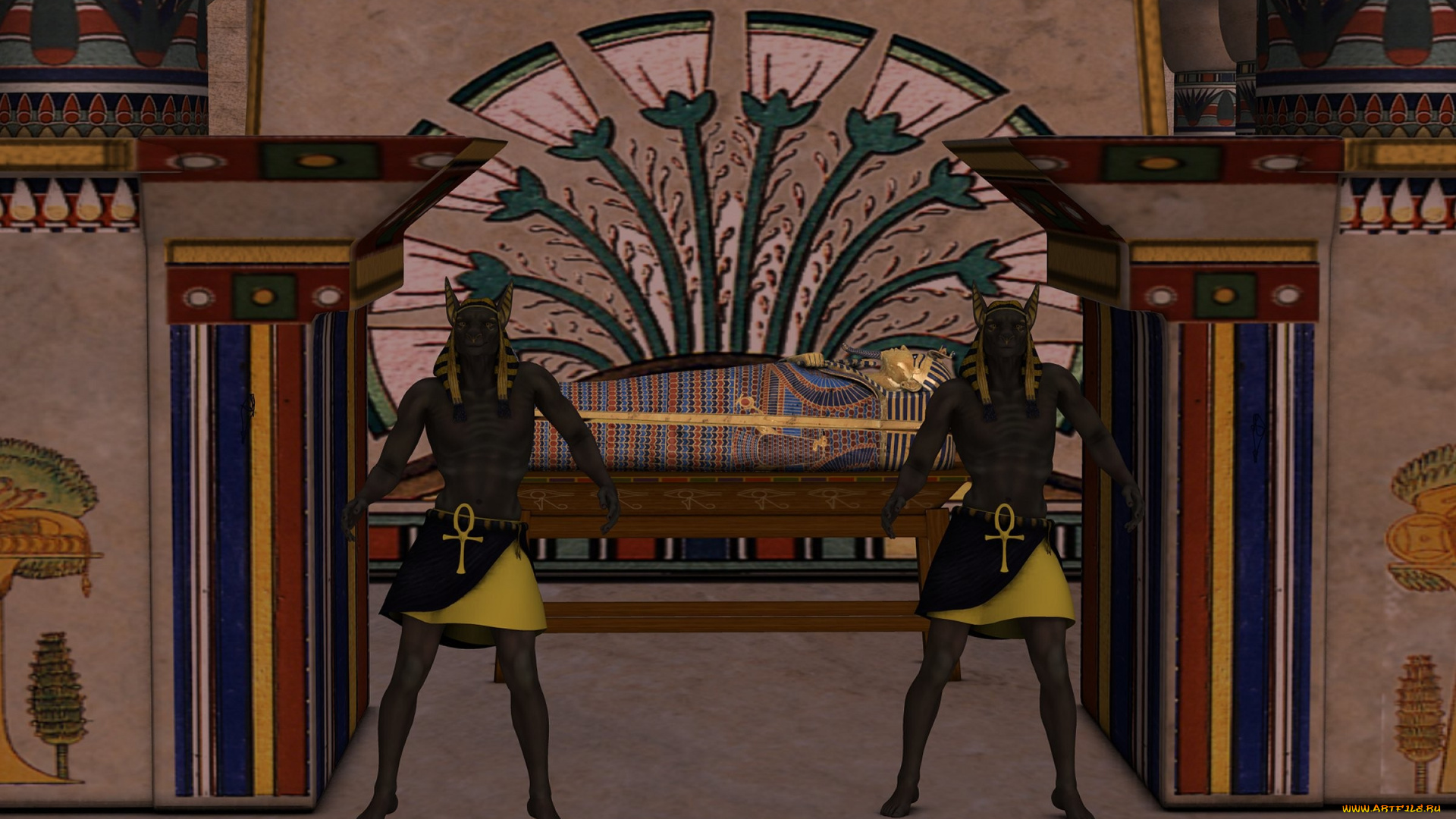 3д, графика, historical, история, саркофаг, древний, египет