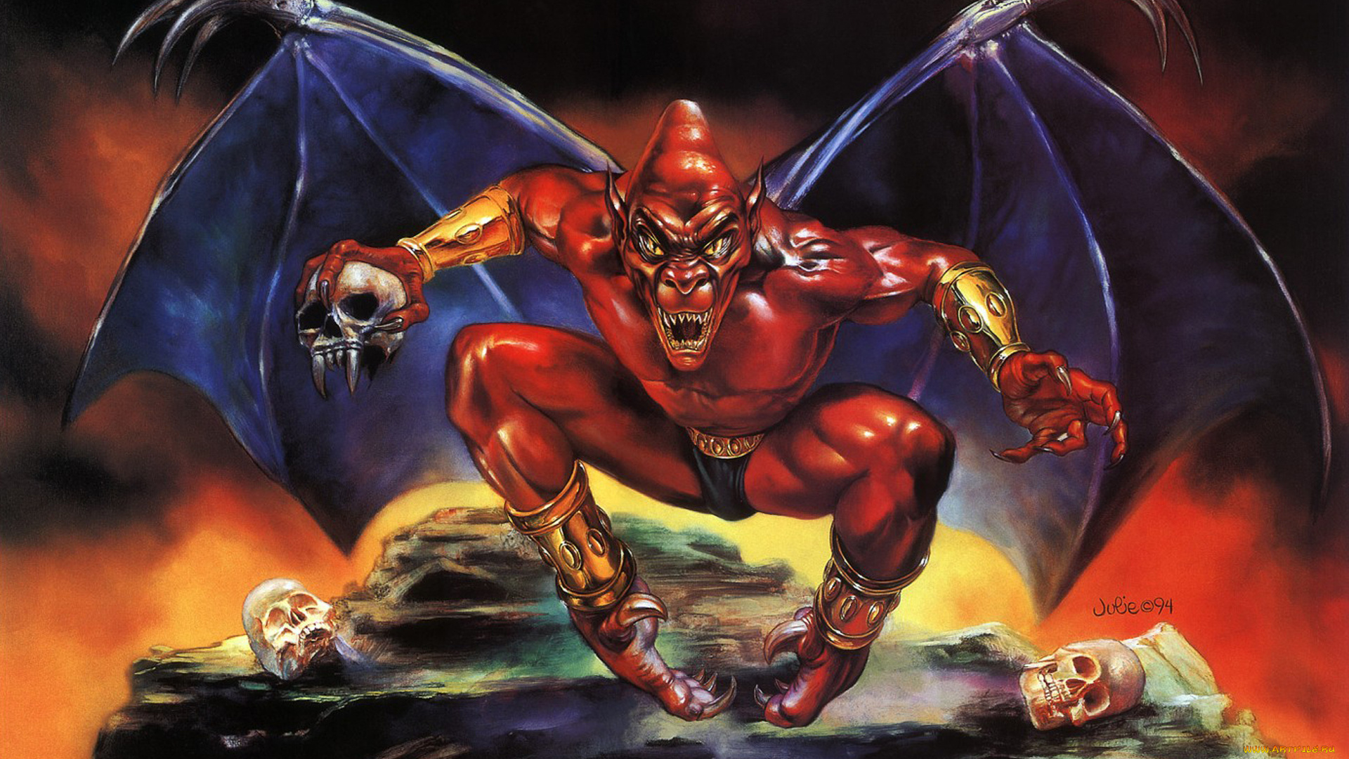 julie, bell, фэнтези, демоны, крылья, монстр, hellspawn, черепа