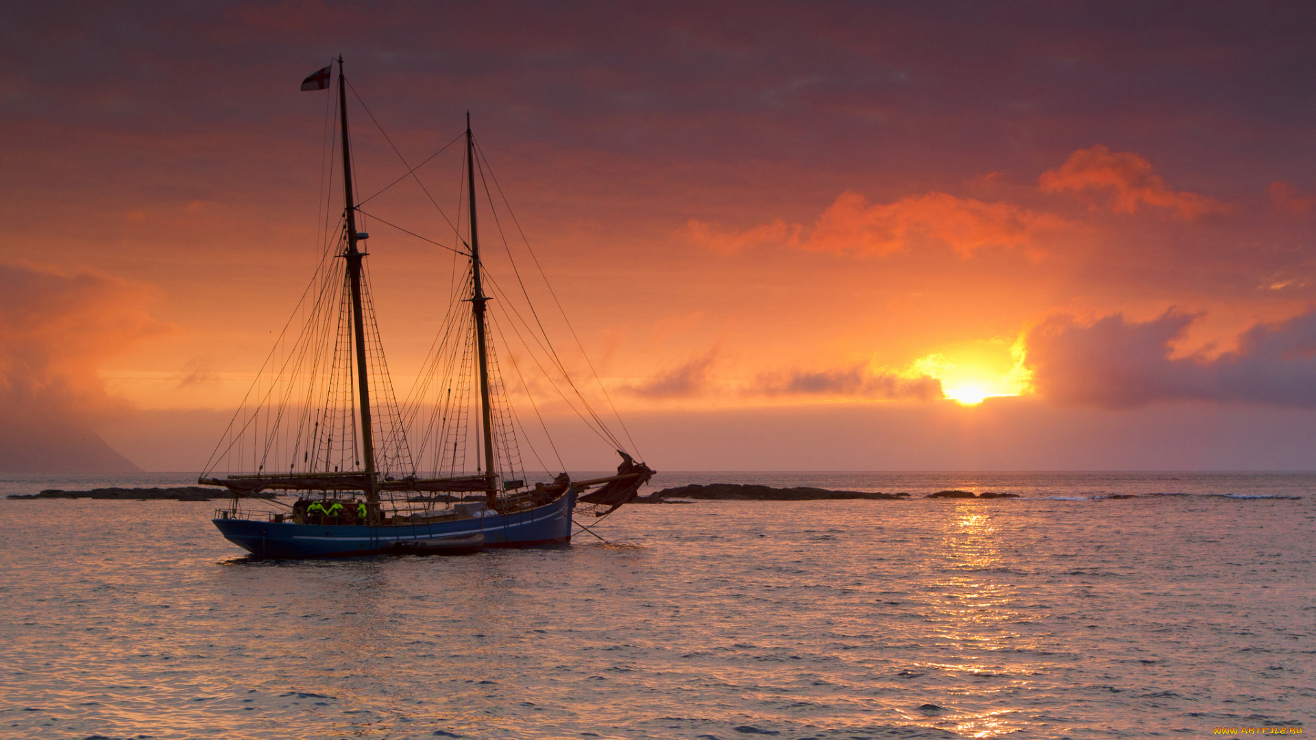 корабли, Яхты, море, закат