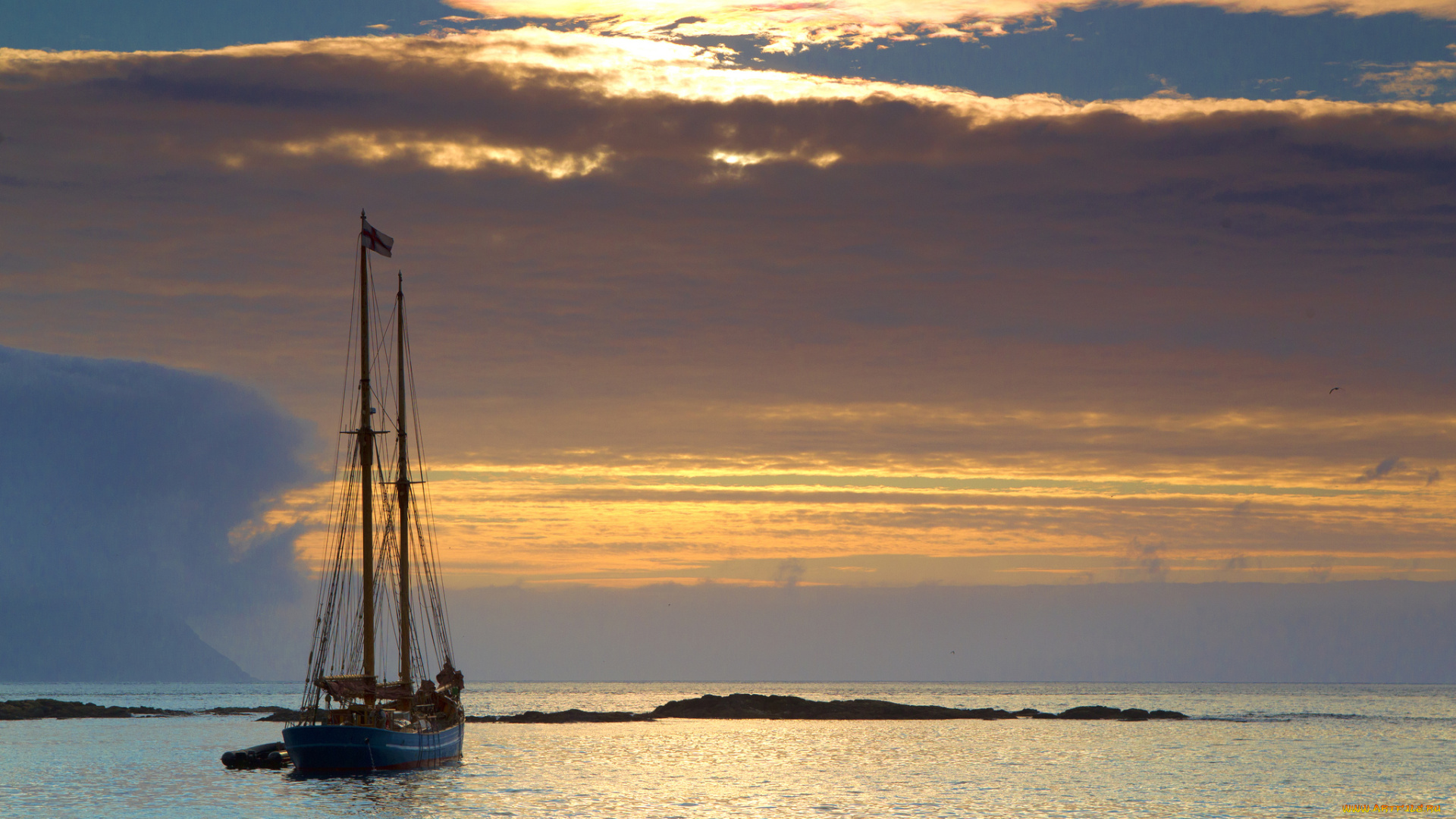 корабли, Яхты, закат, море