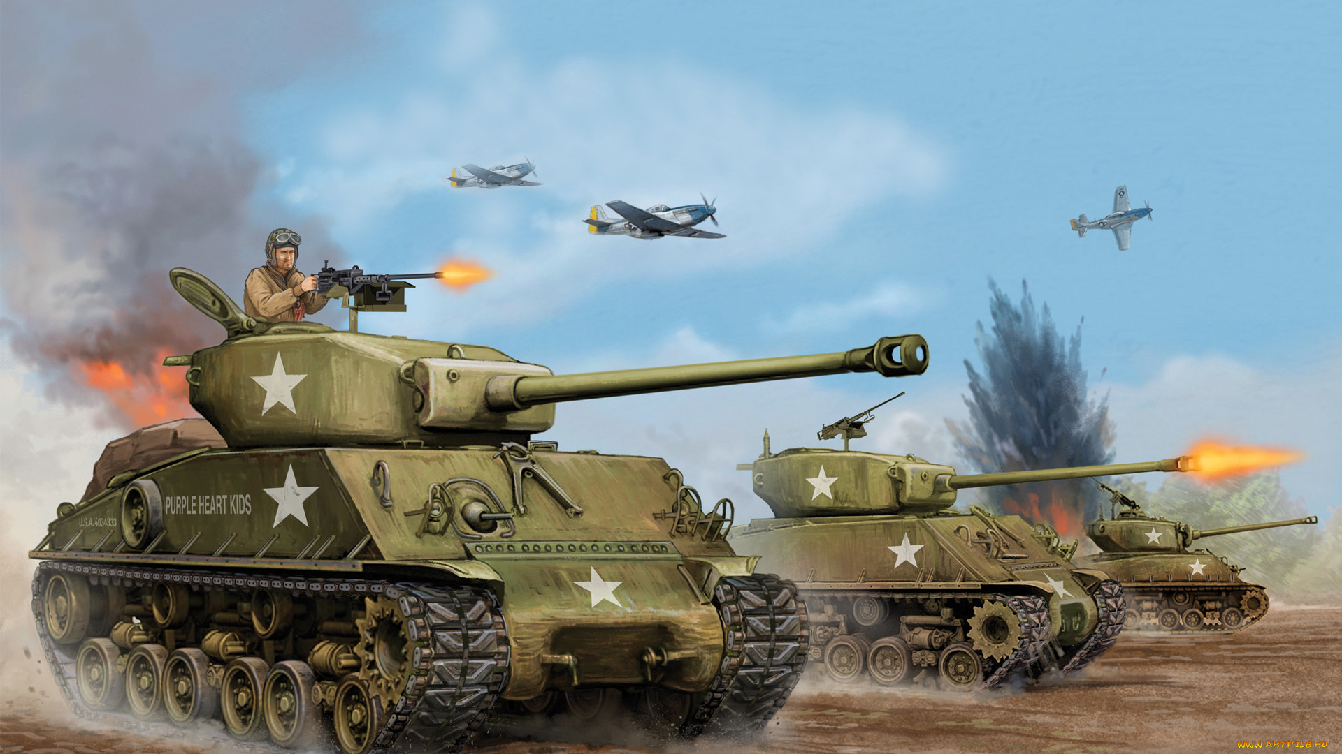 рисованные, армия, eight, easy, usa, the, m4a3, e8, танк, sherman