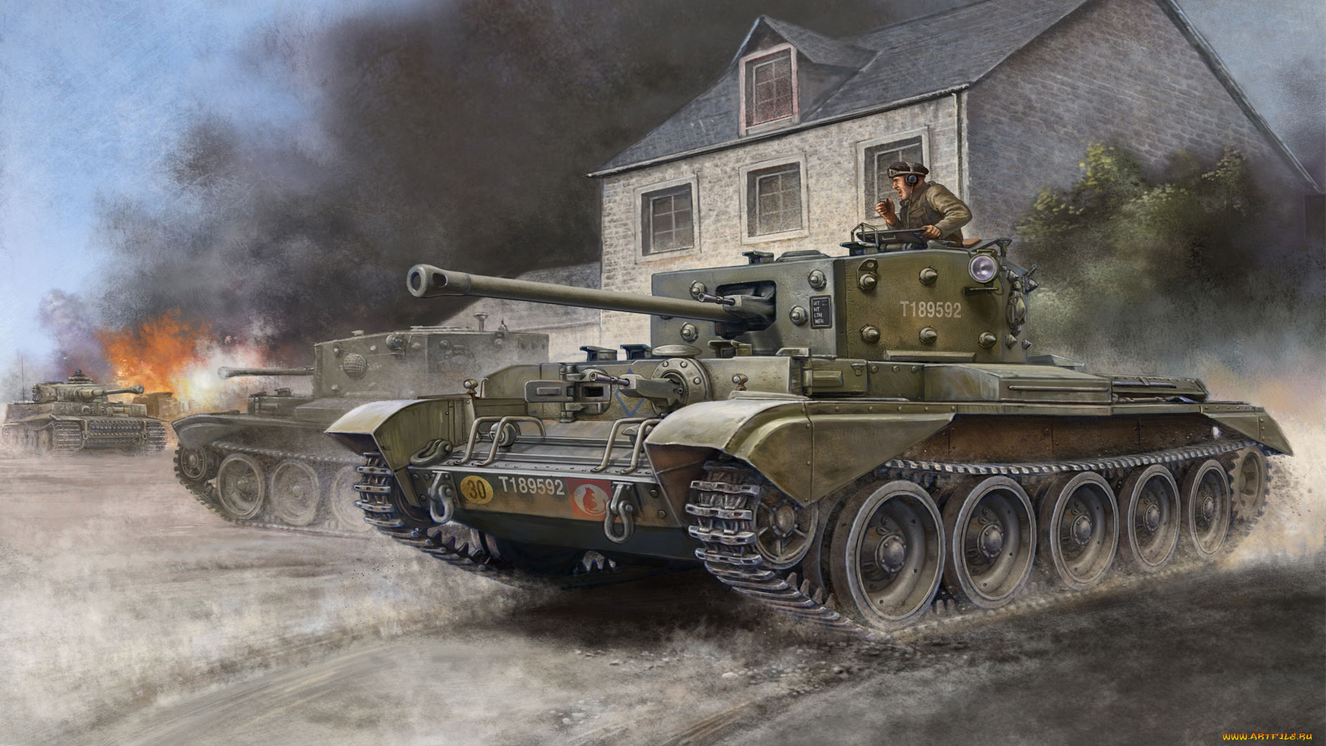 рисованные, армия, крейсерский, танк, кромвель