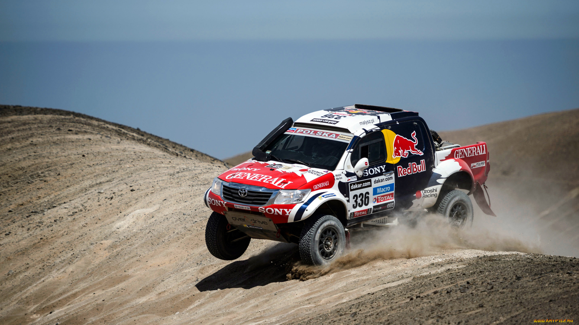 спорт, авторалли, передок, rally, тойота, dakar, песок, небо, пыль, toyota
