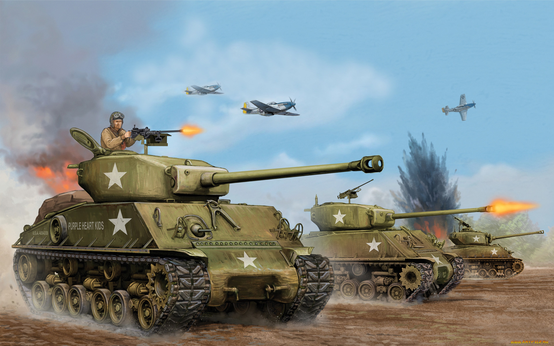 рисованные, армия, eight, easy, usa, the, m4a3, e8, танк, sherman