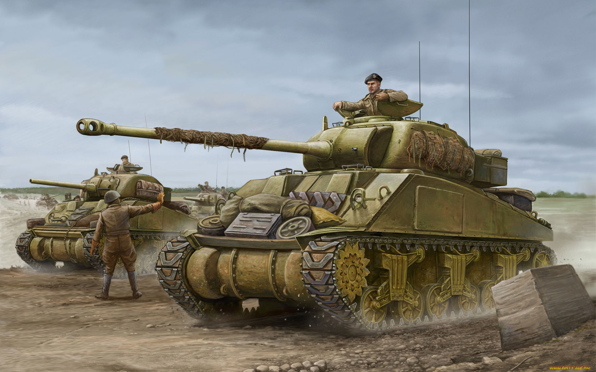 рисованные, армия, танк, файрфлай, шерман, firefly, sherman