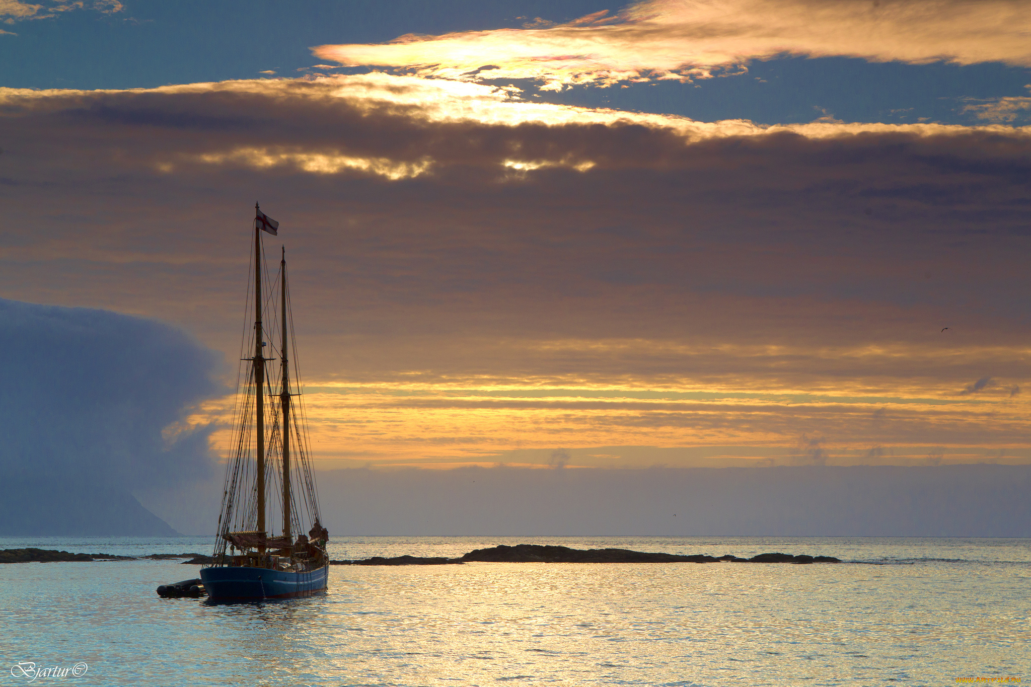 корабли, Яхты, закат, море