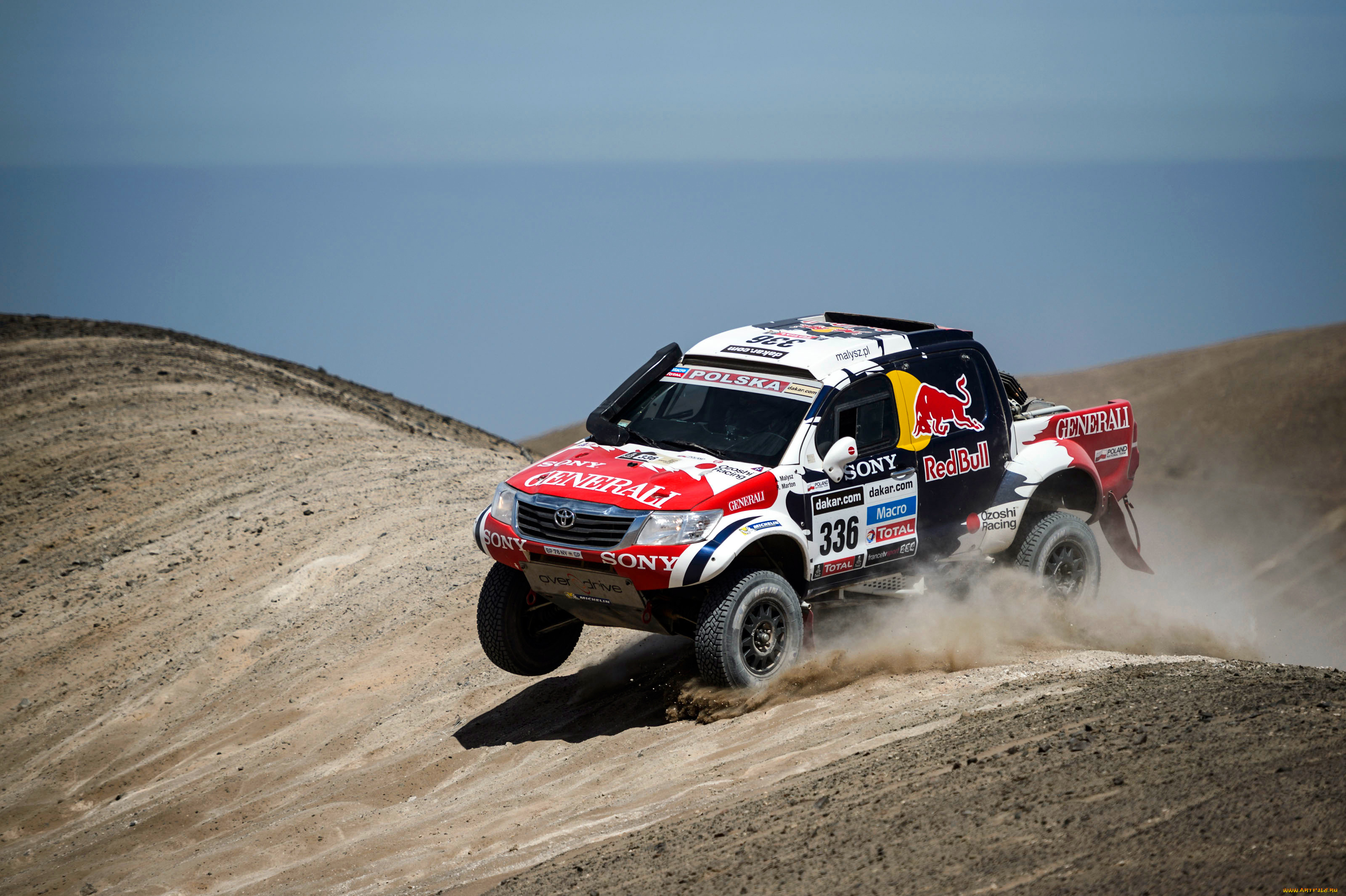 спорт, авторалли, передок, rally, тойота, dakar, песок, небо, пыль, toyota