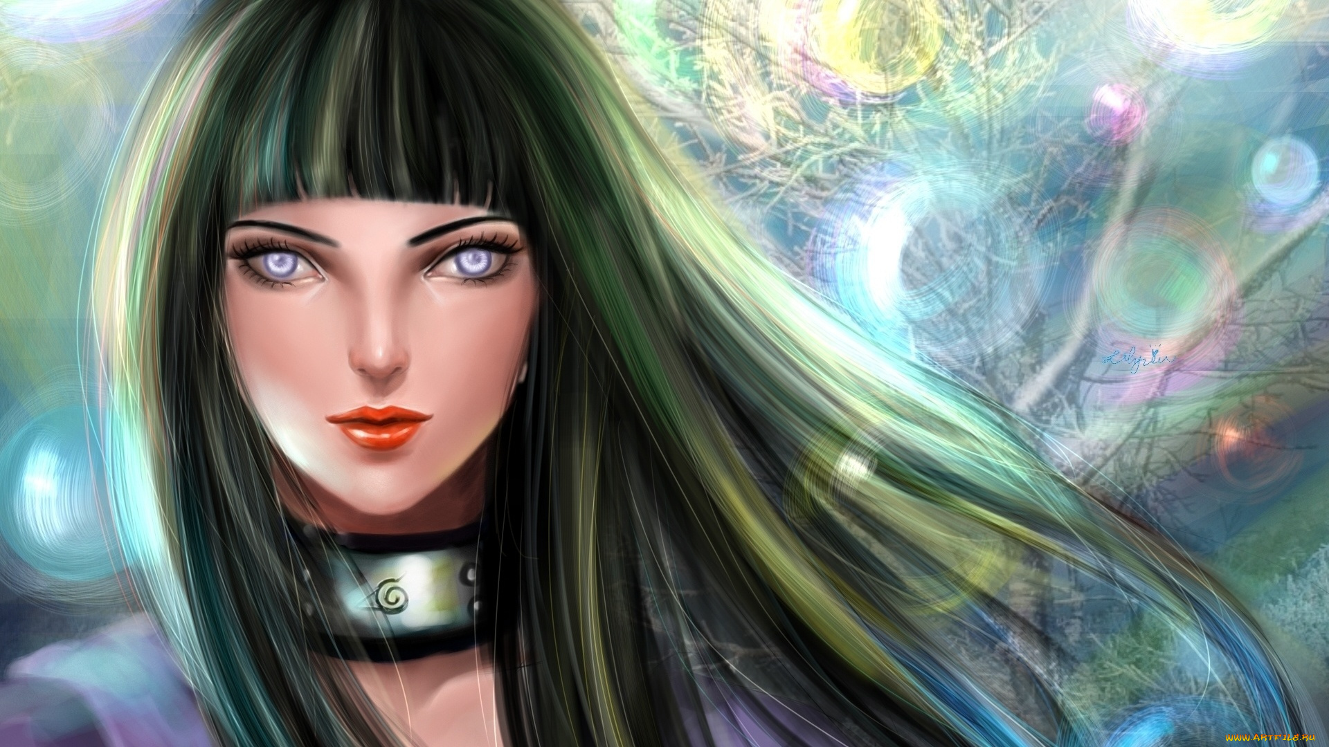 аниме, naruto, бандана, hyuuga, hinata, лицо