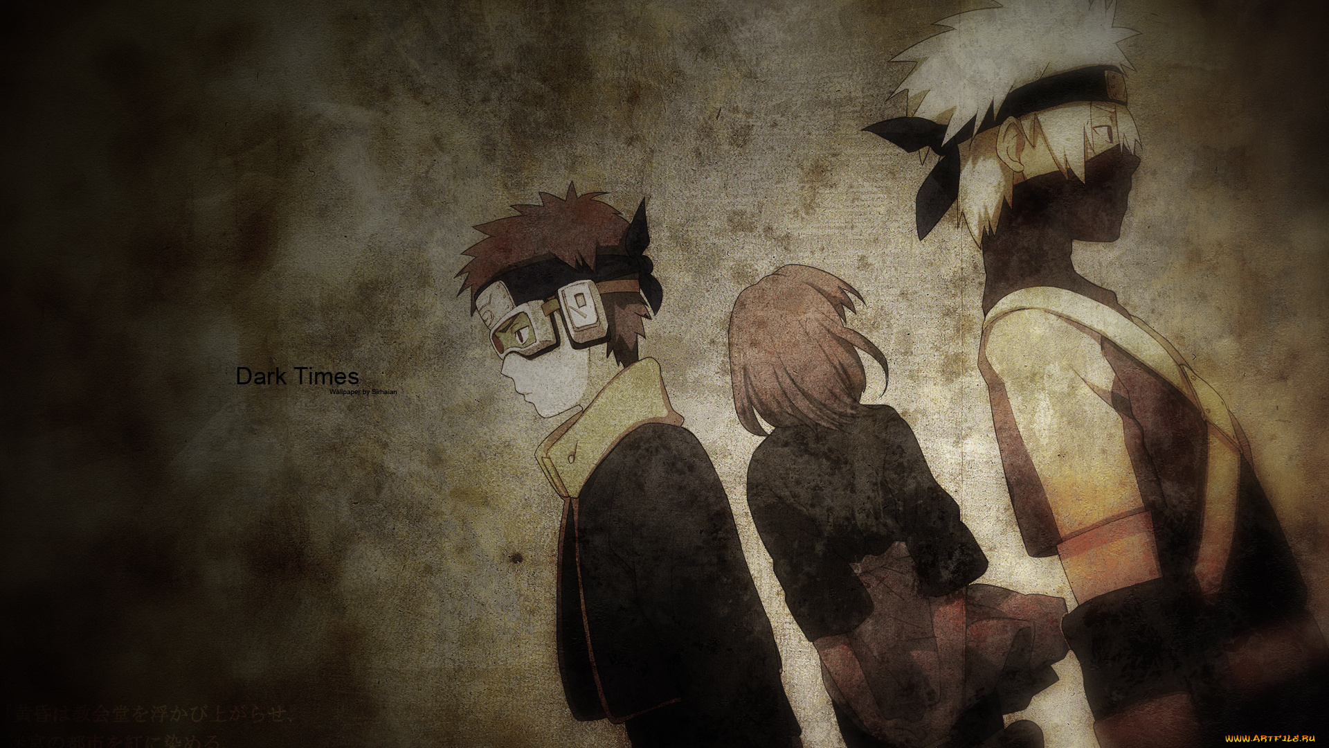 аниме, naruto, rin, uchiha, obito, короткие, волосы, девушка, hatake, kakashi