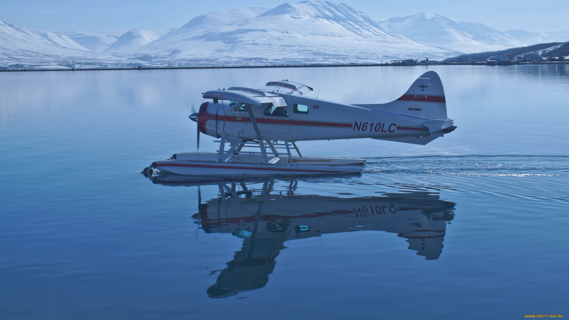 авиация, самолёты, амфибии, гидроплан, швеция, отражение, вода, горы