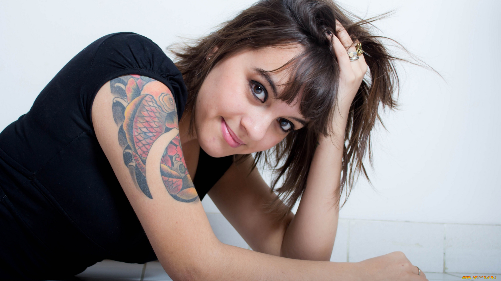 девушки, -unsort, , брюнетки, , шатенки, тату, поза, взгляд