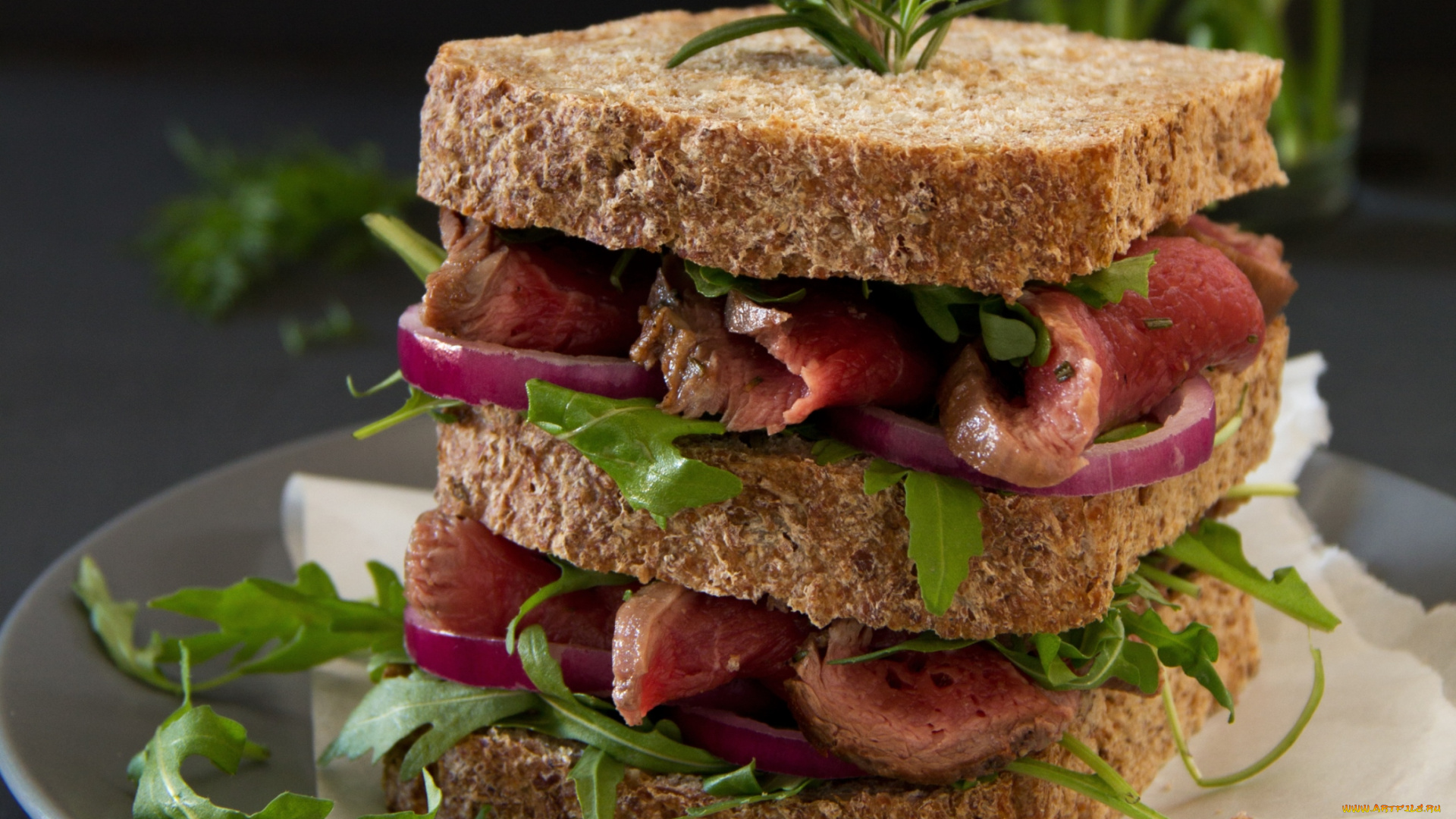 еда, бутерброды, , гамбургеры, , канапе, мясо, розмарин, хлеб