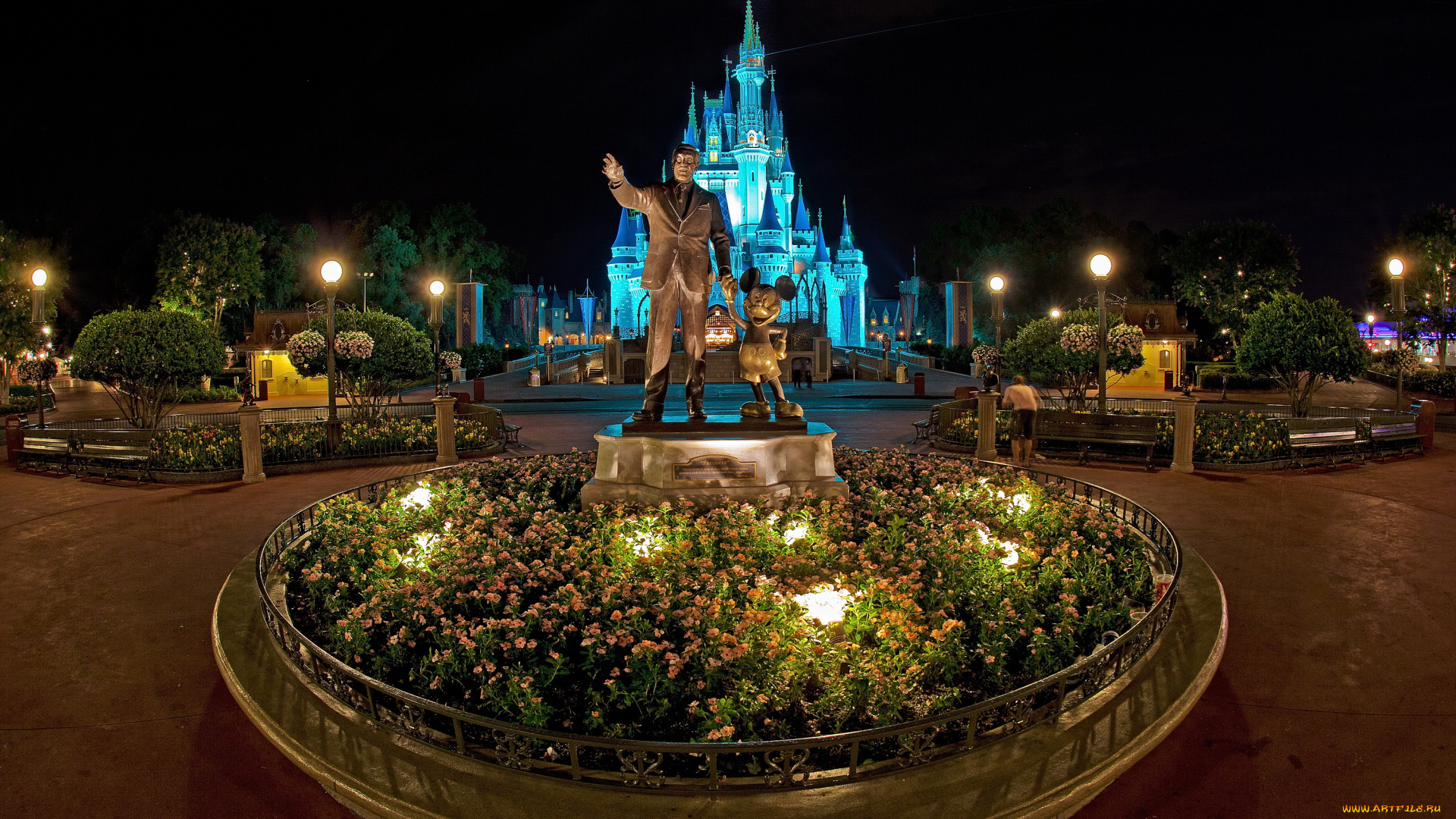 города, диснейленд, парки, ночь, hdr, дизайн, анахайм, сша, калифорния