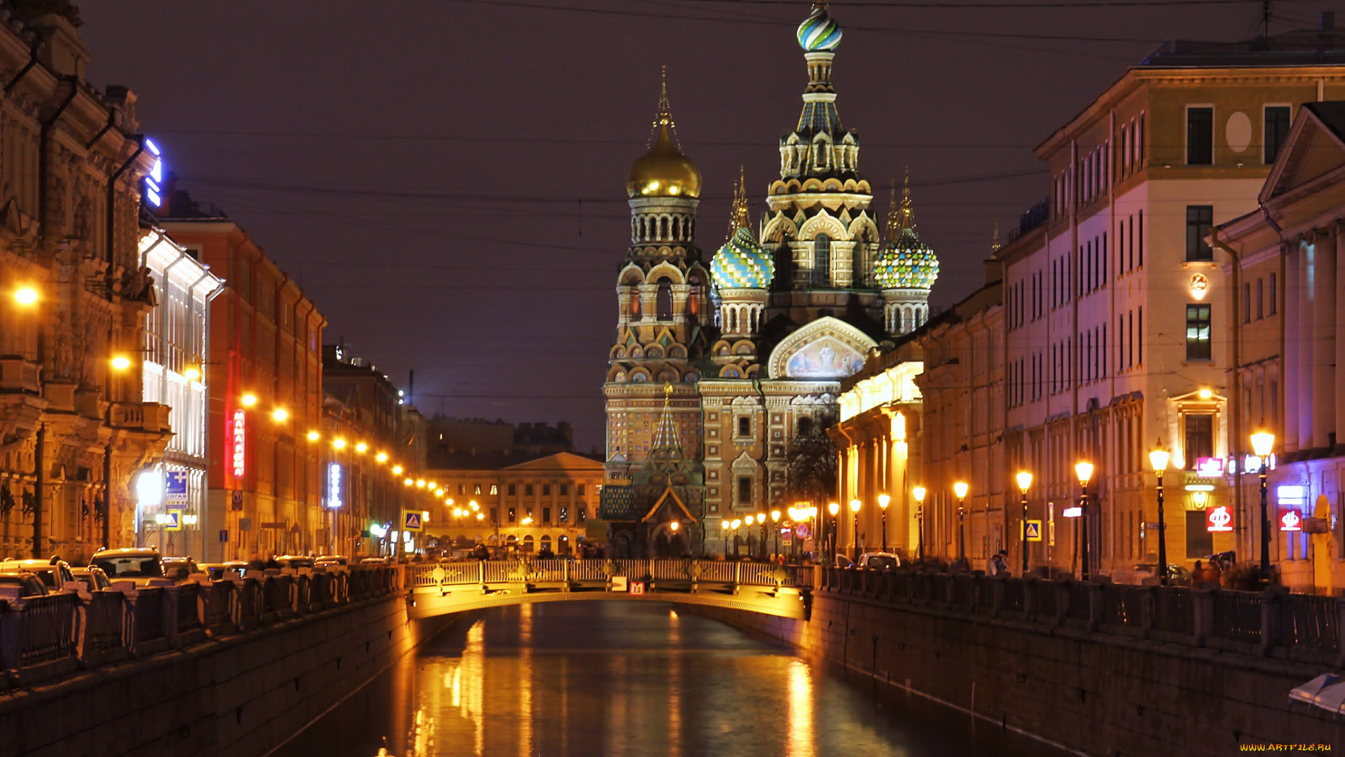 города, санкт-петербург, , петергоф, , россия, огни, мост, ночь, канал, дома