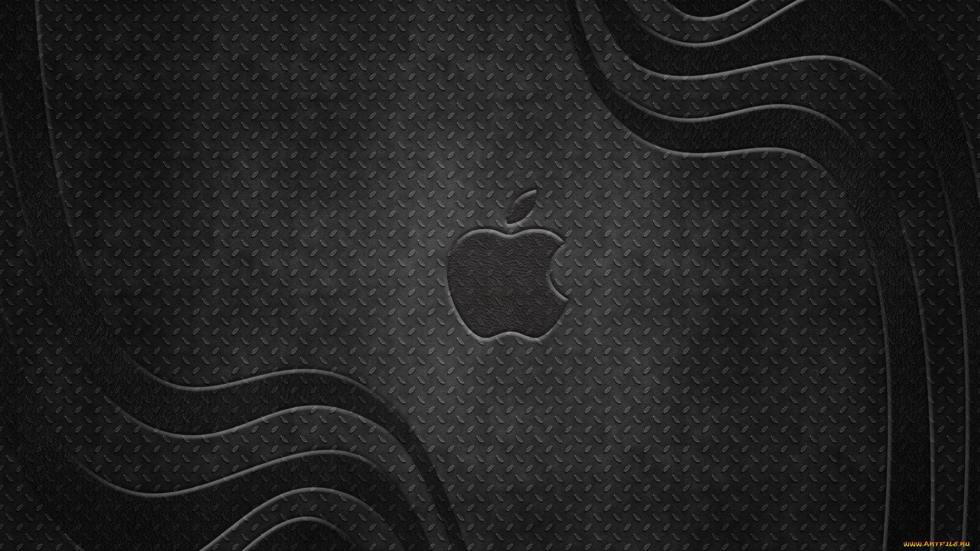 компьютеры, apple, металл, серый, волны, рубчик, яблоко, фон, лого