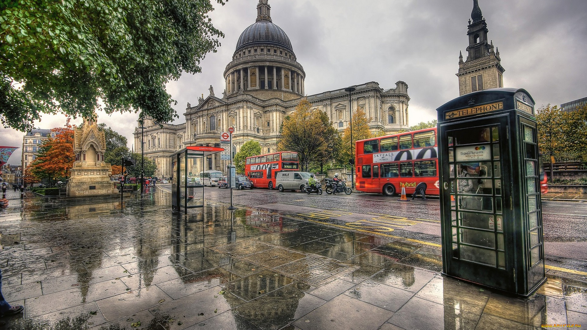 london, , st, paul`s, cathedral, города, лондон, , великобритания, будки, трасса, собор, площадь