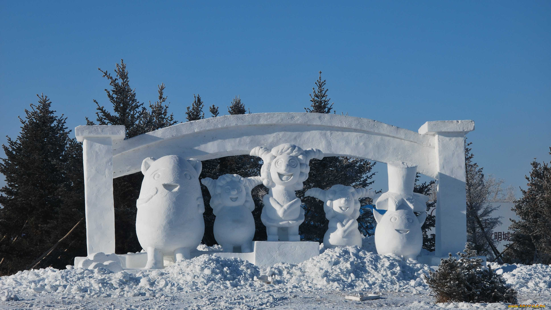 разное, фигуры, из, песка, , льда, и, снега, снег, фигуры