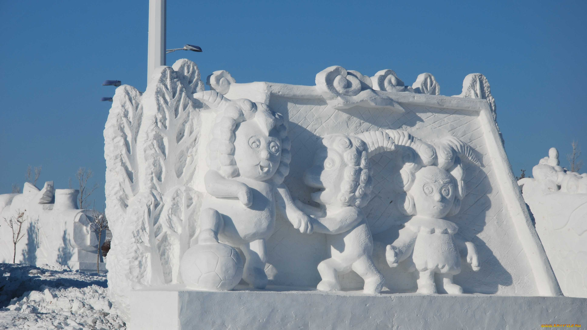 разное, фигуры, из, песка, , льда, и, снега, снег, фигуры