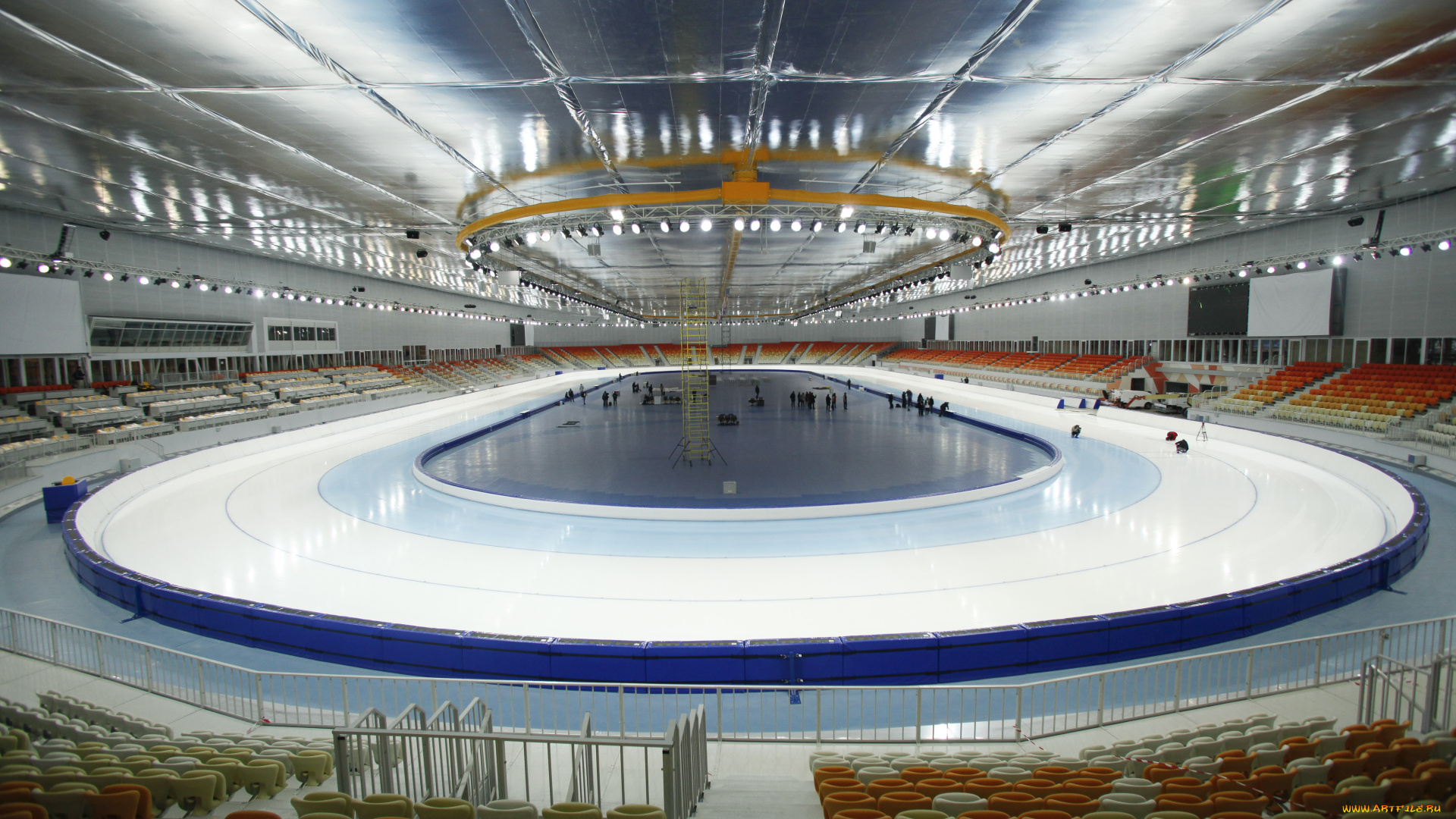 спорт, стадионы, кресла, стадион, рабочие