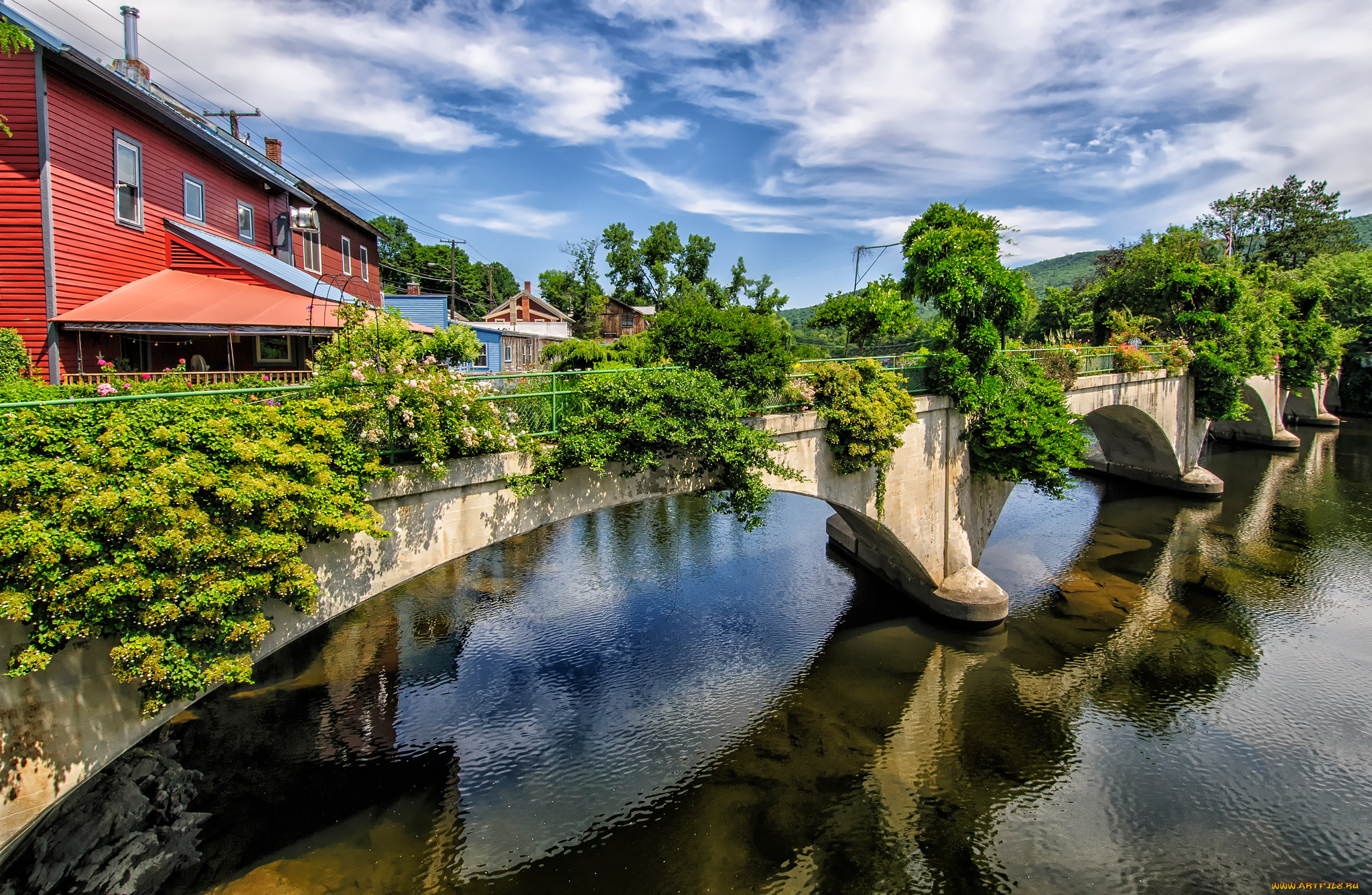 bridge, of, flowers, города, -, мосты, цветы, растения, мост, река