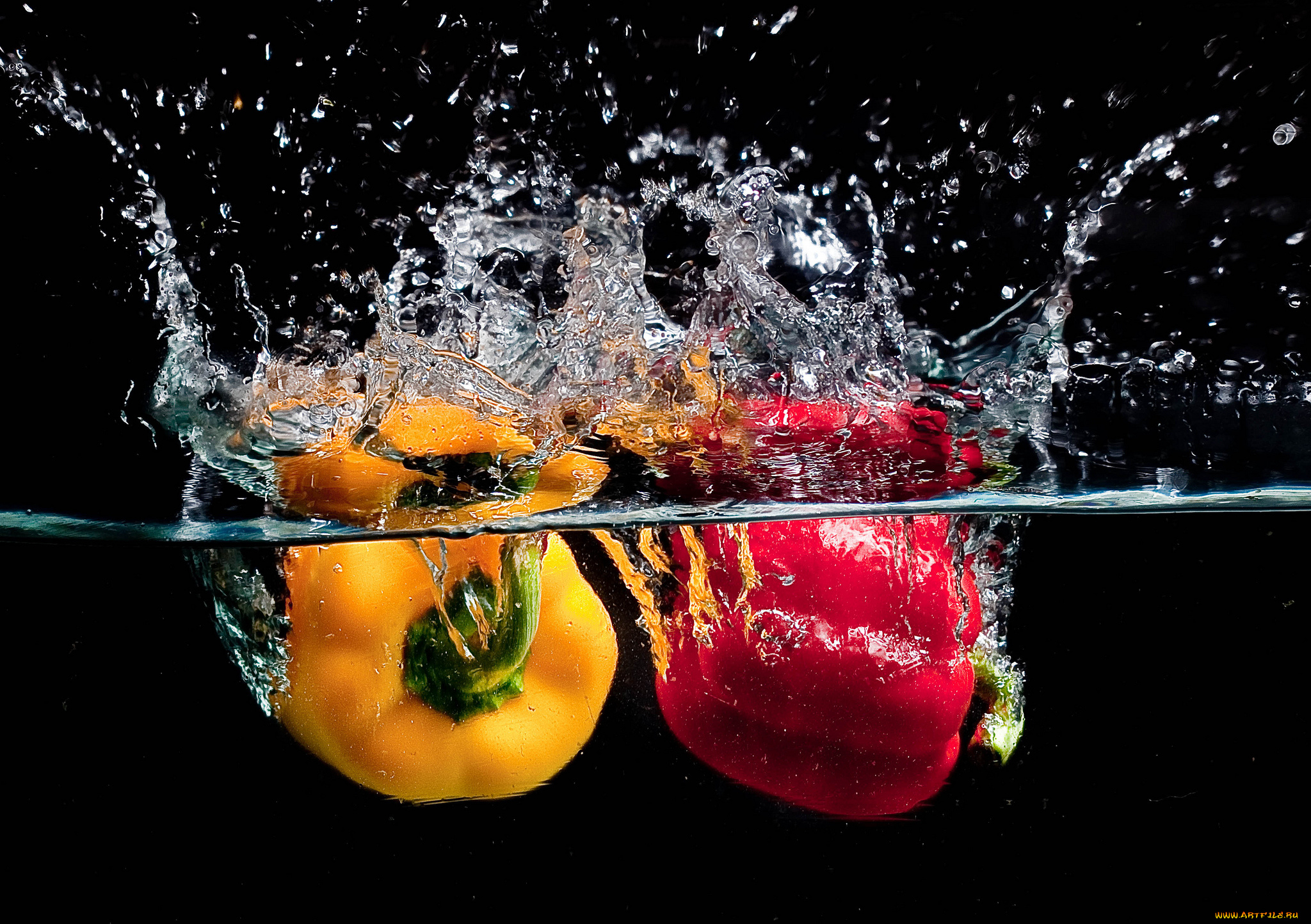 еда, перец, вода, брызги