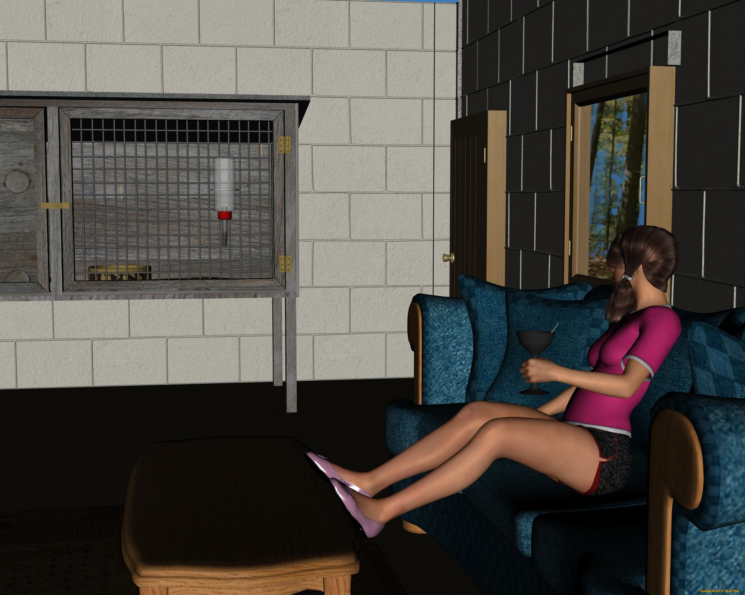 3д, графика, people, , люди, диван, девушка