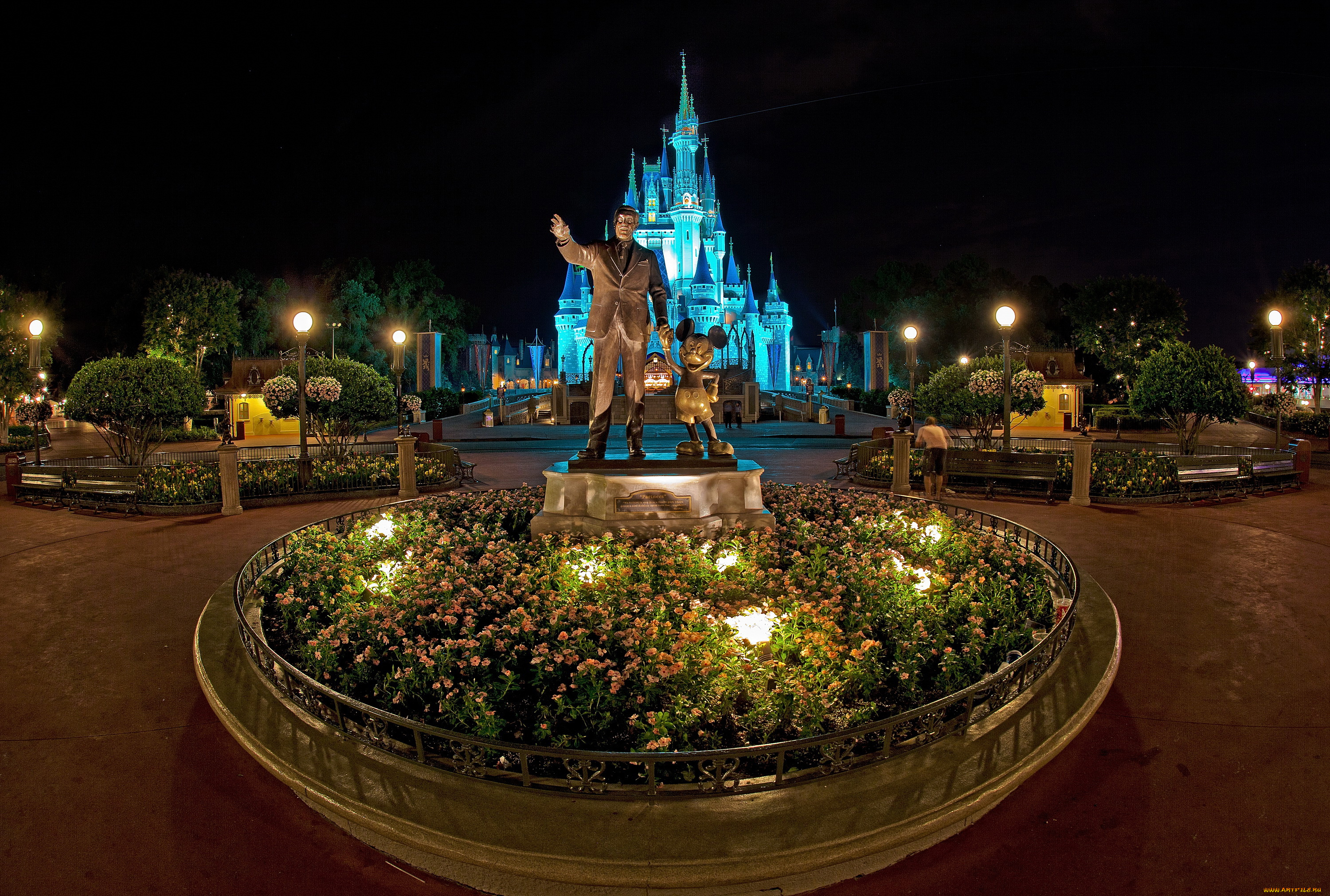 города, диснейленд, парки, ночь, hdr, дизайн, анахайм, сша, калифорния
