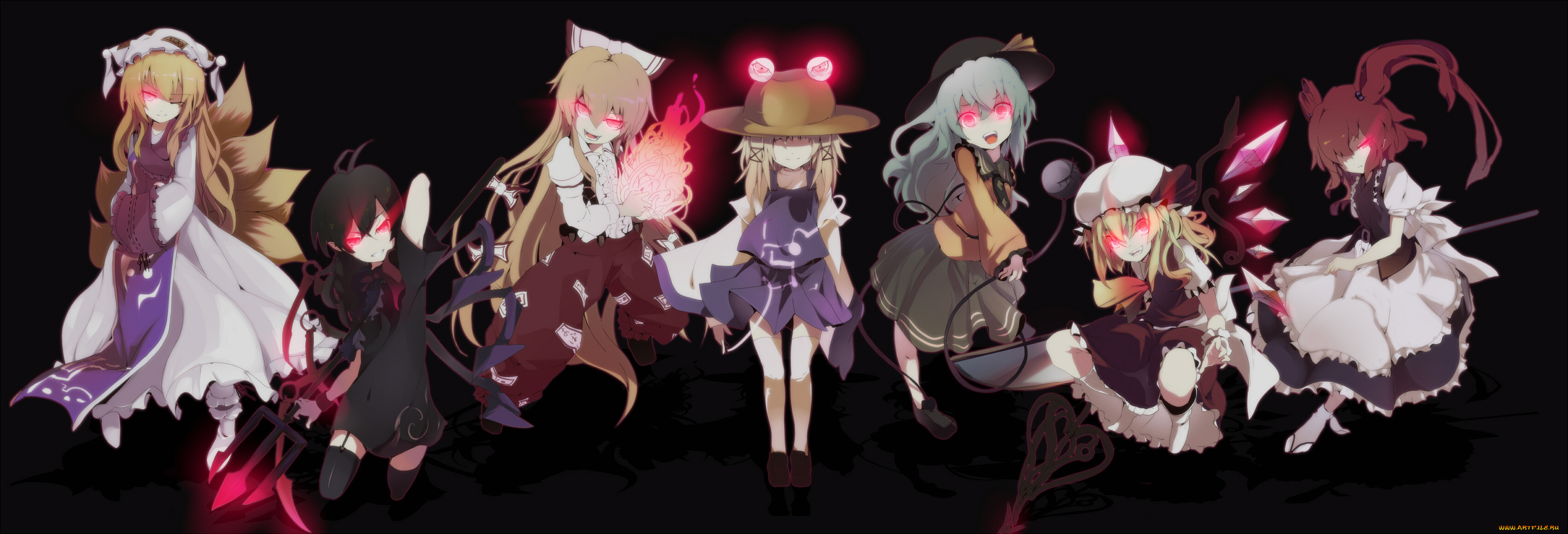 by, ogipote, аниме, touhou, fujiwara, no, mokou, komeiji, koishi, houjuu, nue, onozuka, komachi, moriya, suwako, yakumo, ran, flandre, scarlet