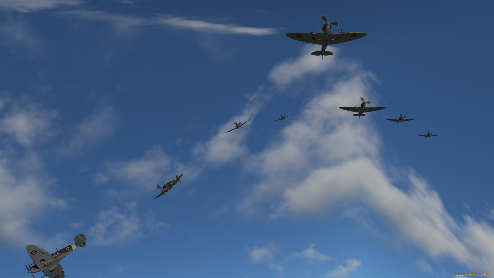 3д, графика, аниме, , anime, самолеты, полет, небо, облака