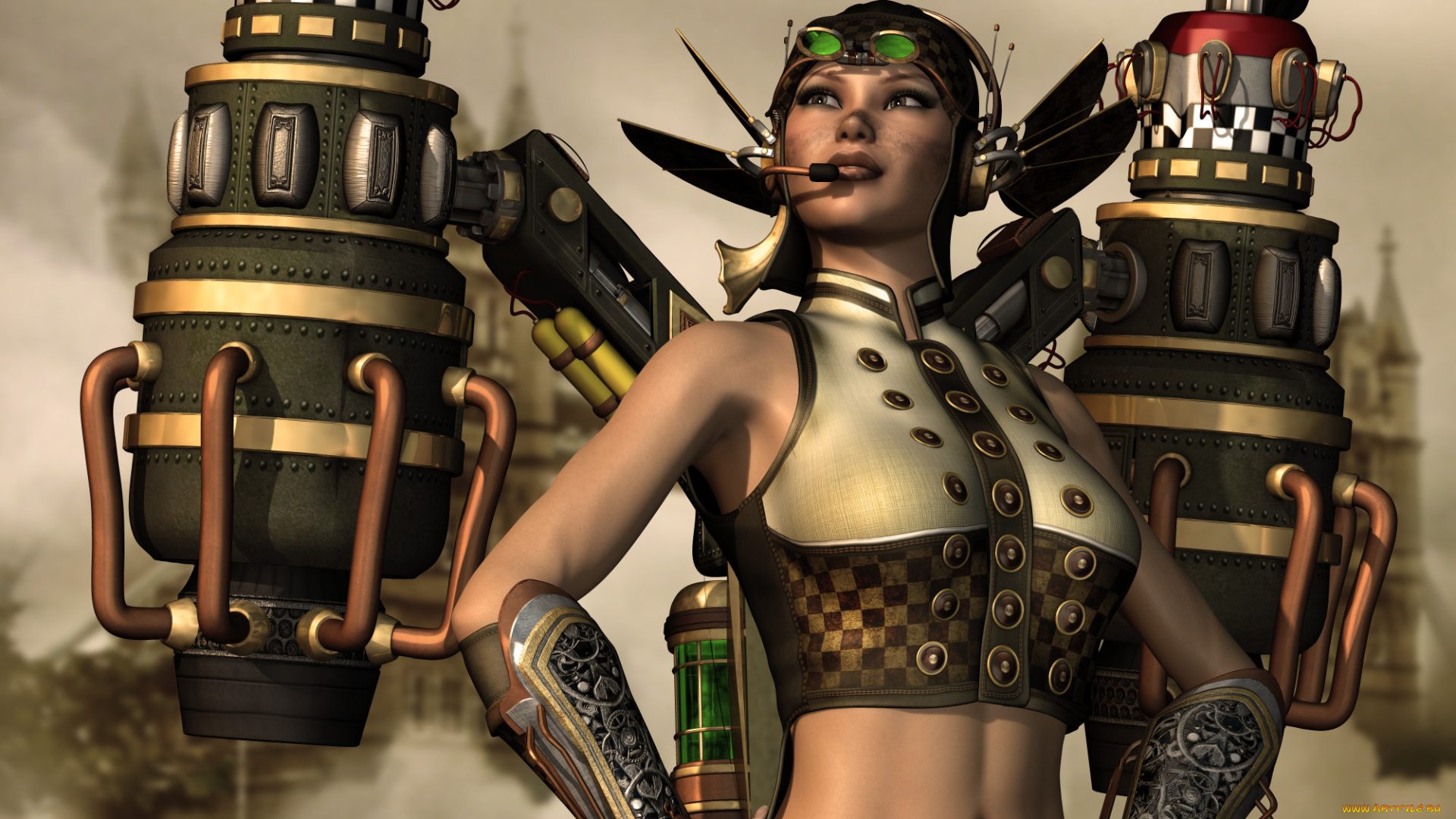 3д, графика, фантазия, , fantasy, девушка, взгляд, фон