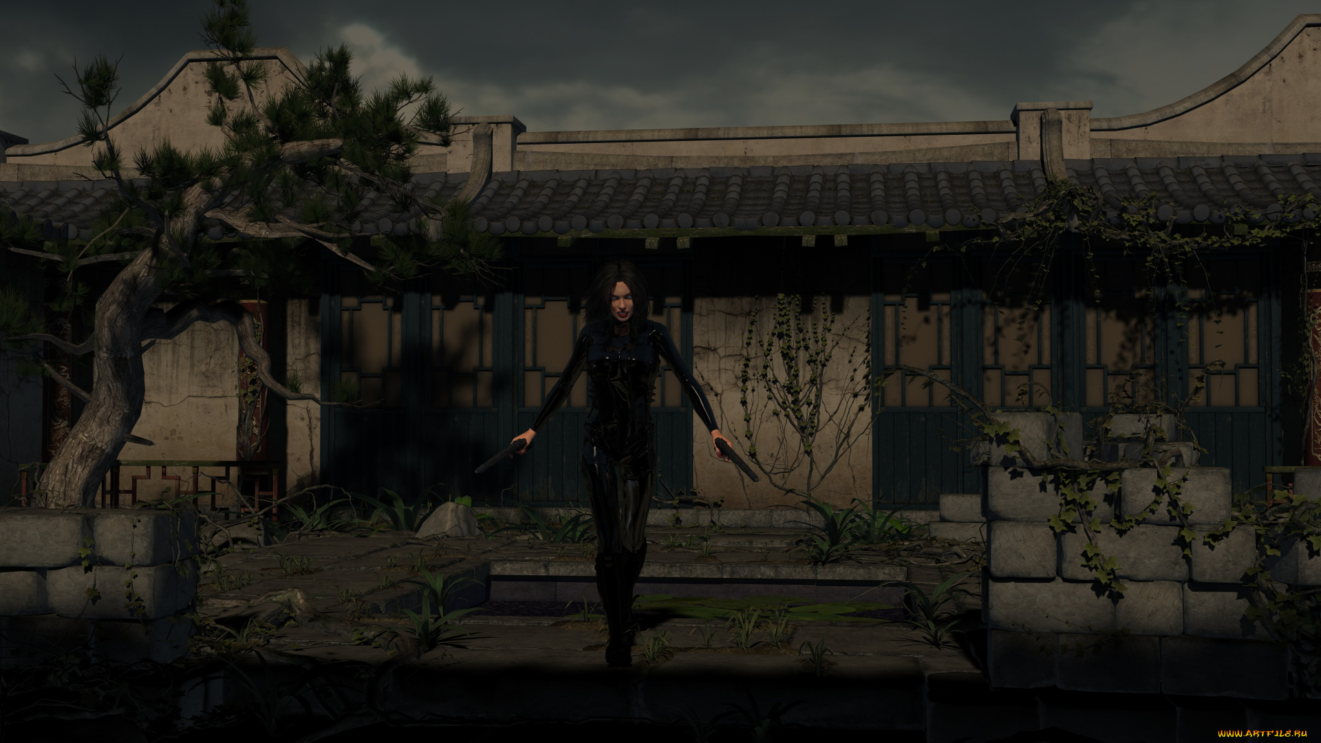 3д, графика, фантазия, , fantasy, оружие, фон, взгляд, девушка