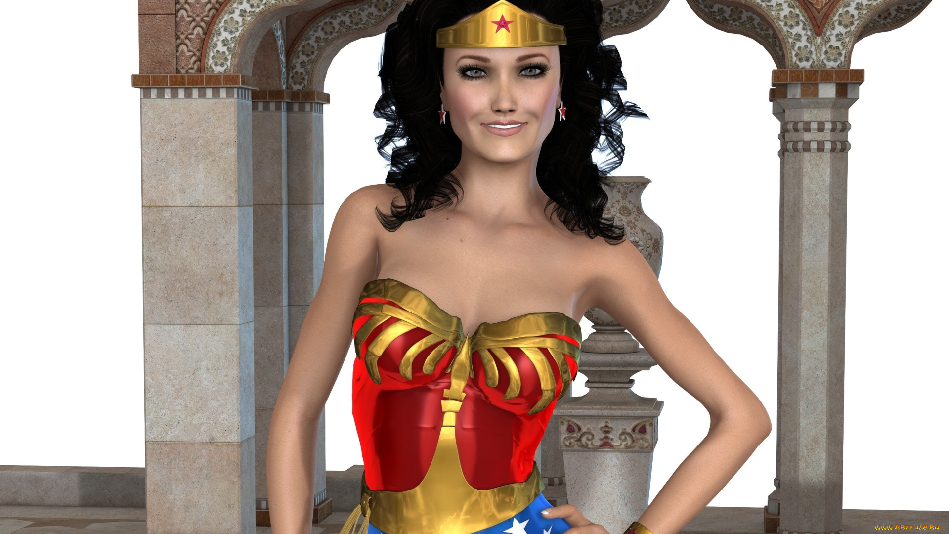 3д, графика, люди, , people, девушка, взгляд, фон, улыбка