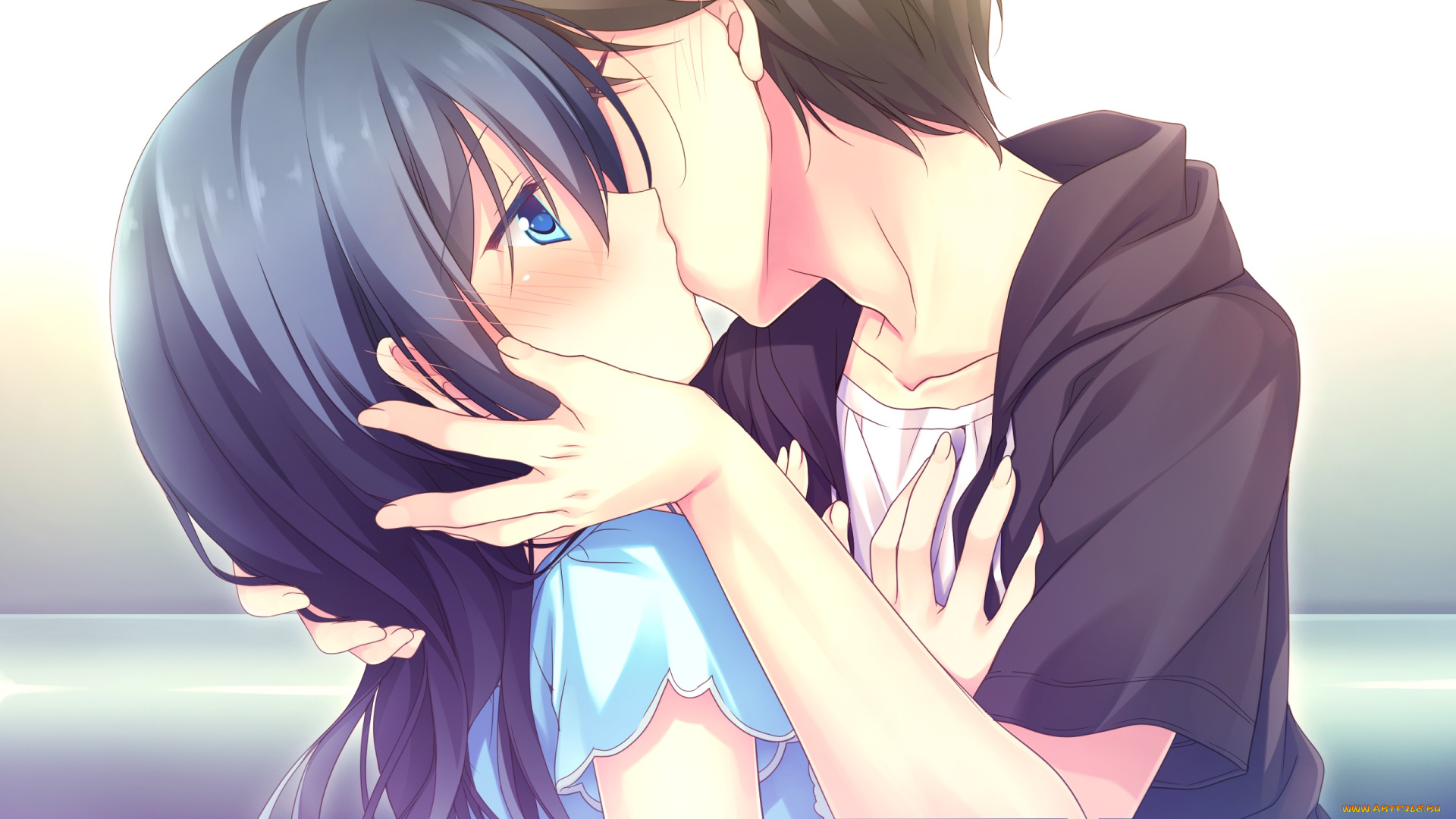 аниме, kimi, no, tonari, de, koishiteru, hoshino, nagisa, kimi, no, tonari, de, koishiteru, девушка, парень, поцелуй, пара, motomiya, mitsuki