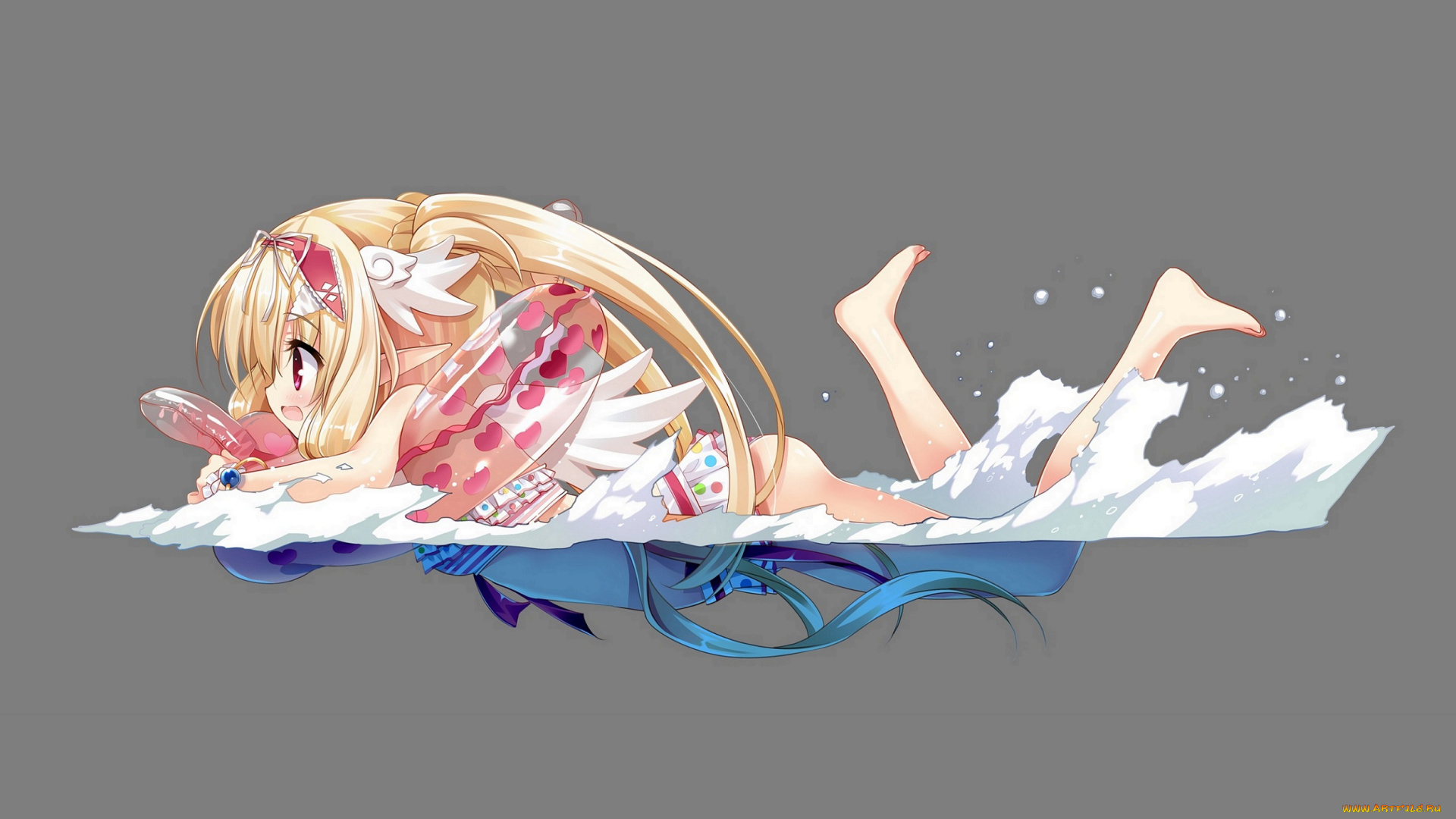 аниме, животные, , существа, эльф, круг, девушка, фон