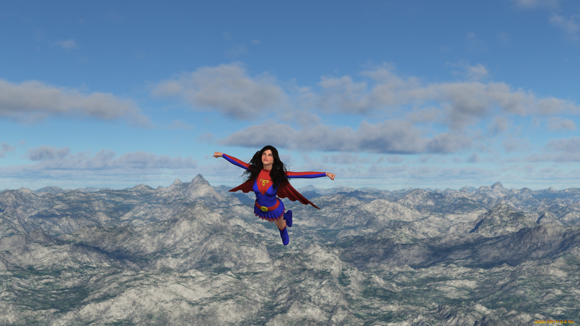 supergirl, 3д, графика, фантазия, , fantasy, полет, супермен, девушка