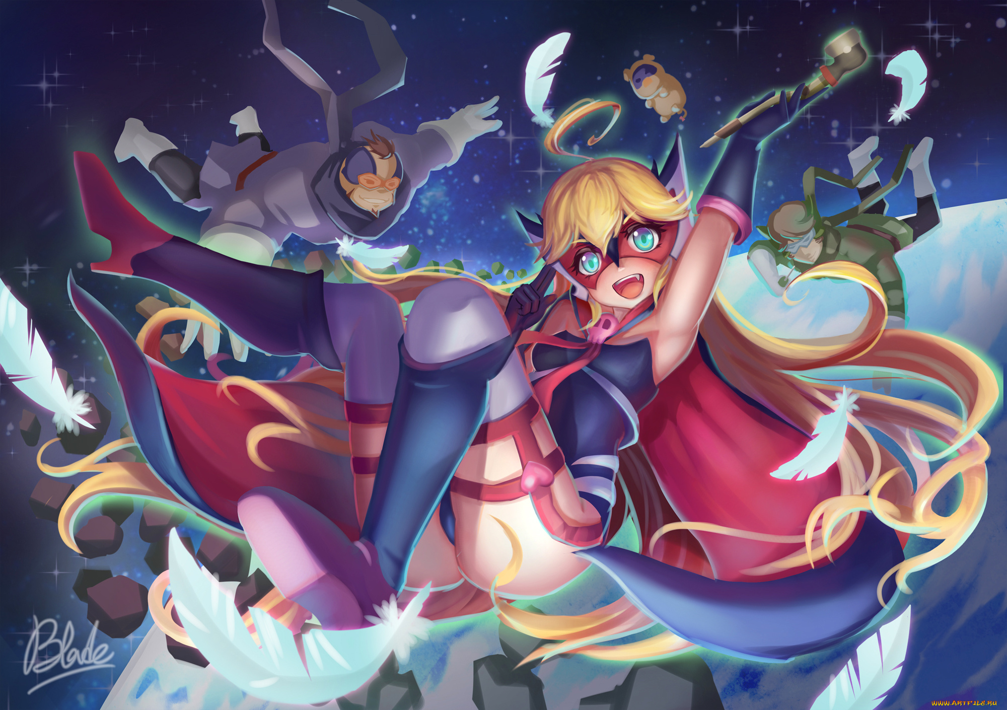 yoru, no, yatterman, аниме, unknown, , другое, парни, камни, doronjo, курительная, трубка, tonzura, qblade, взгляд, yatterman, перья, boyakki, маска, девушка, арт