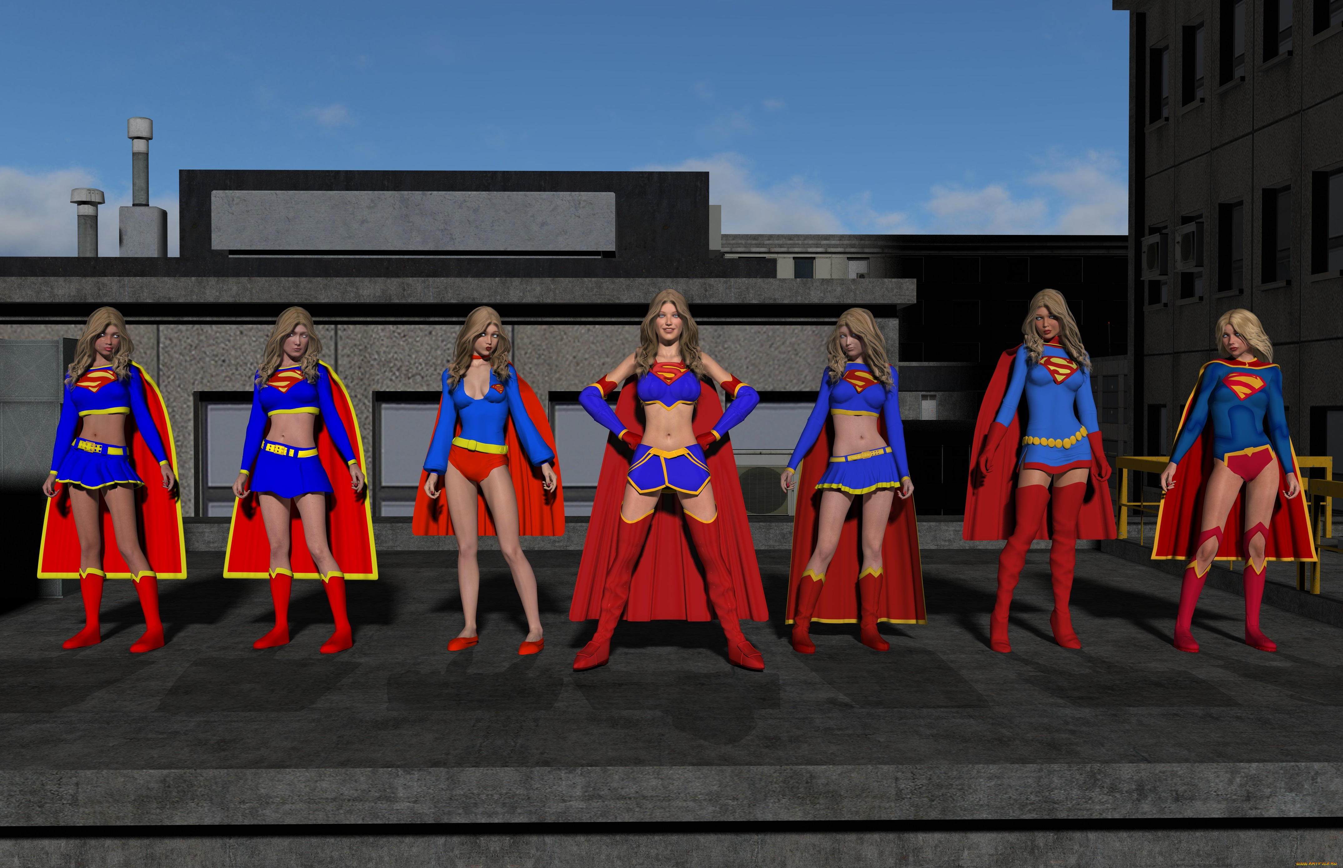 3д, графика, фантазия, , fantasy, супермены, фон, взгляд, девушки