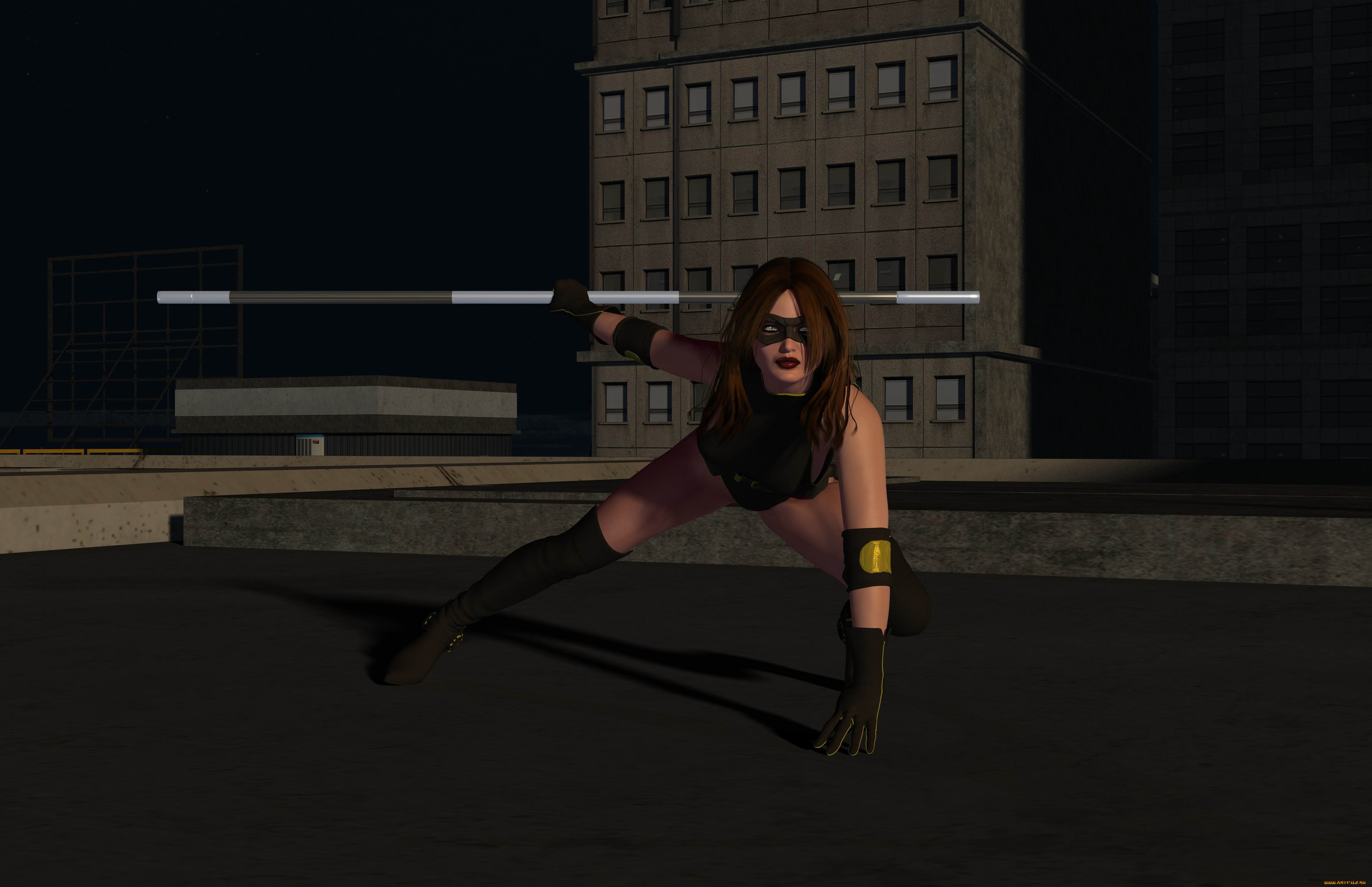 3д, графика, люди, , people, взгляд, поза, девушка, шест, фон