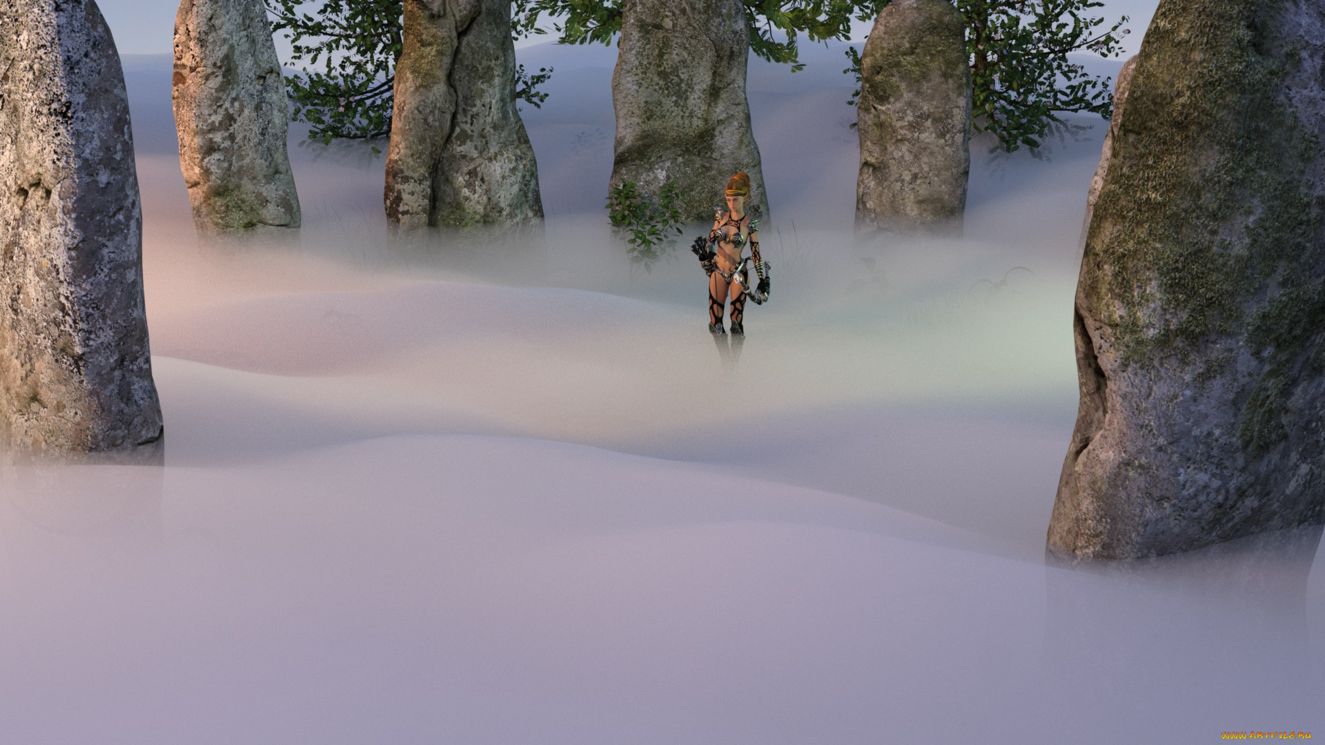 3д, графика, эльфы, , elves, взгляд, эльфийка, фон