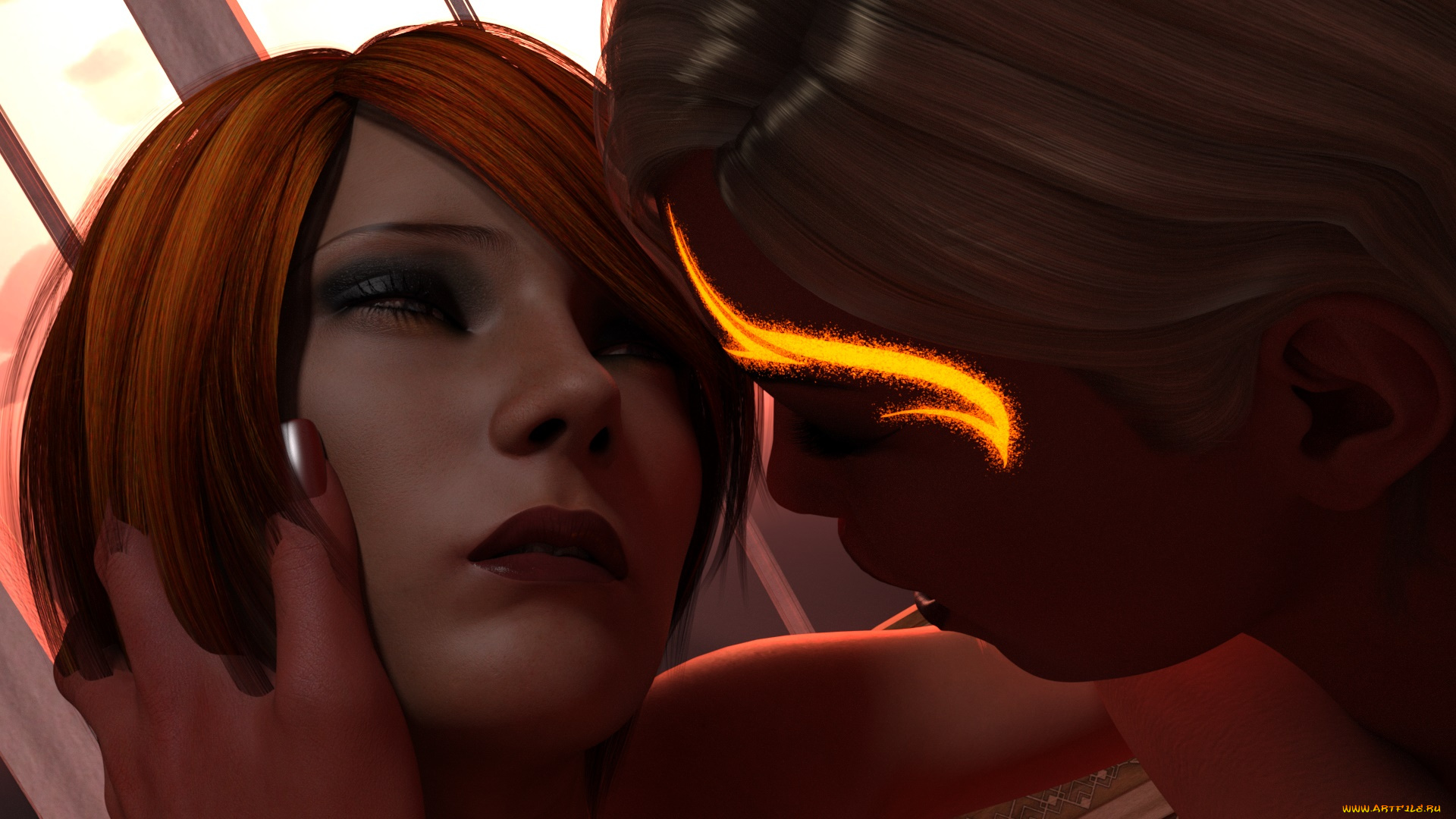 3д, графика, фантазия, , fantasy, взгляд, девушки, фон