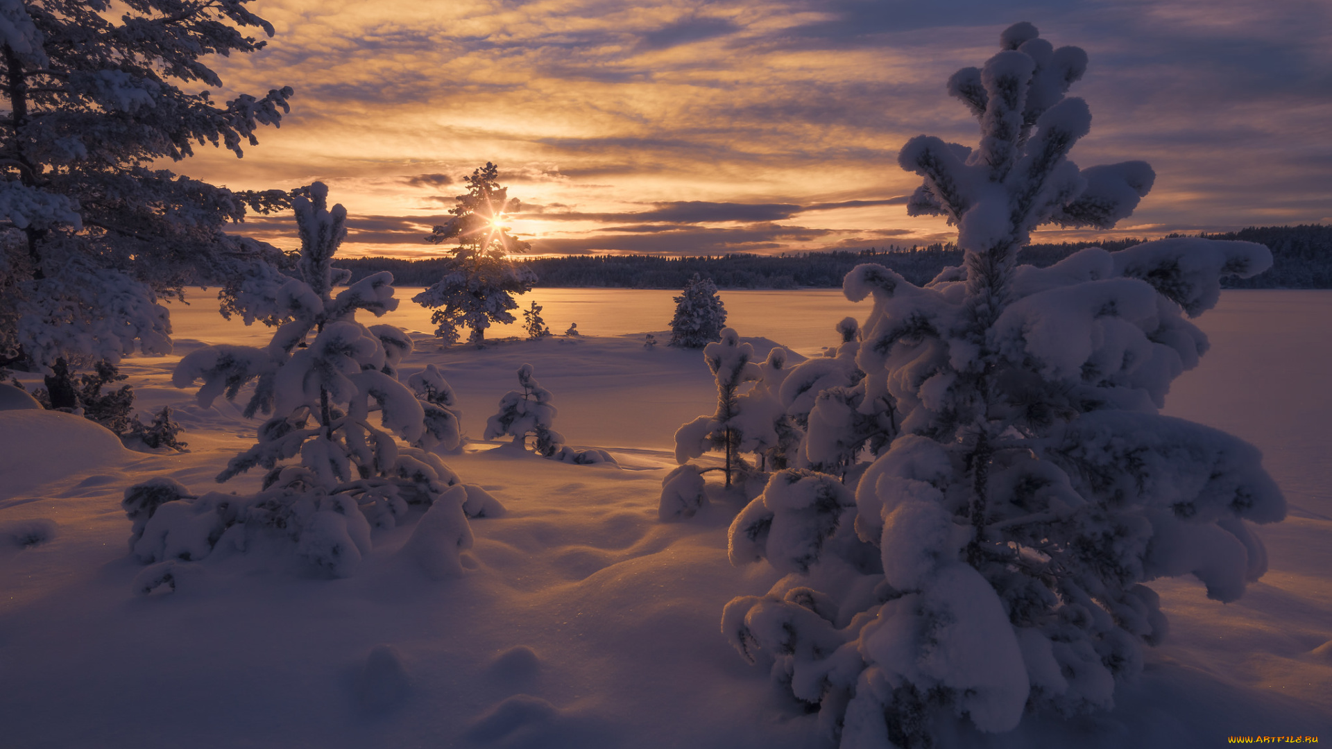природа, зима, сумерки