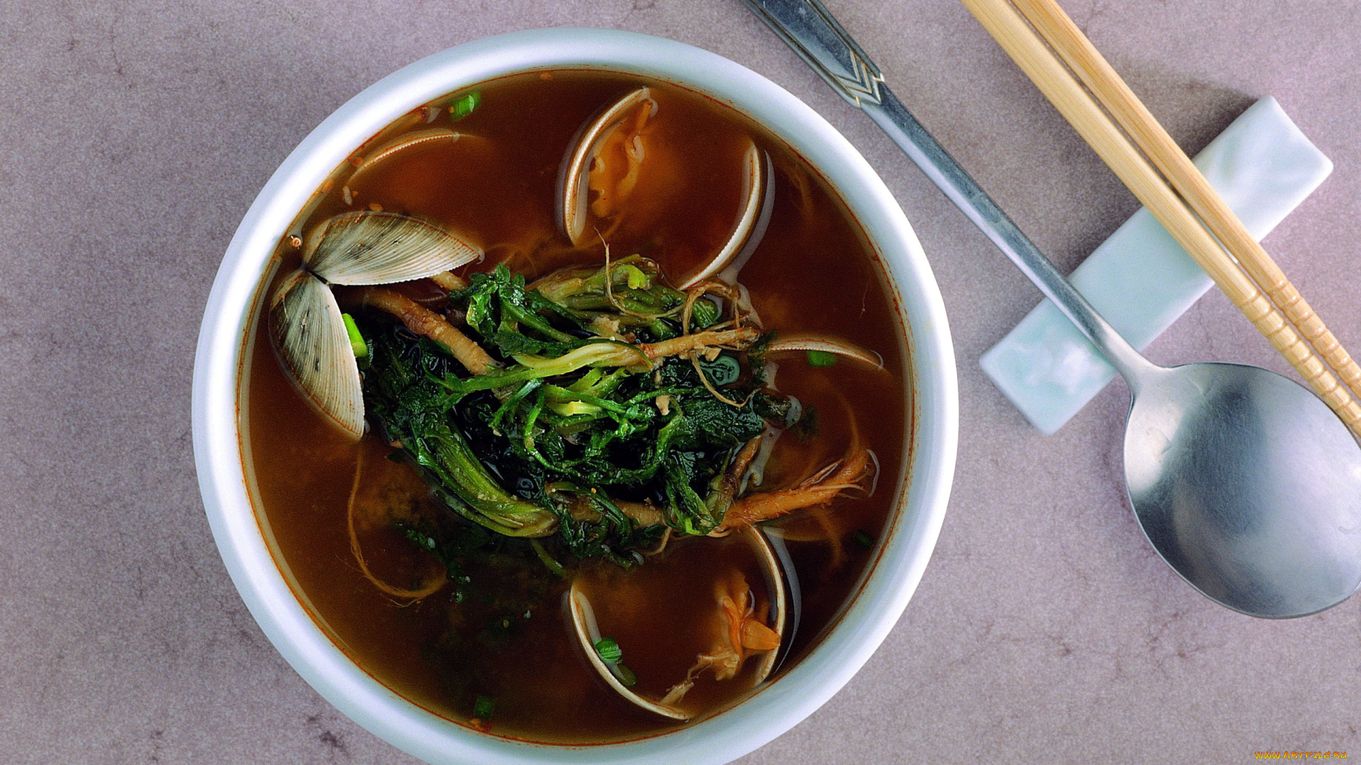 еда, первые, блюда, суп, зелень, мидии