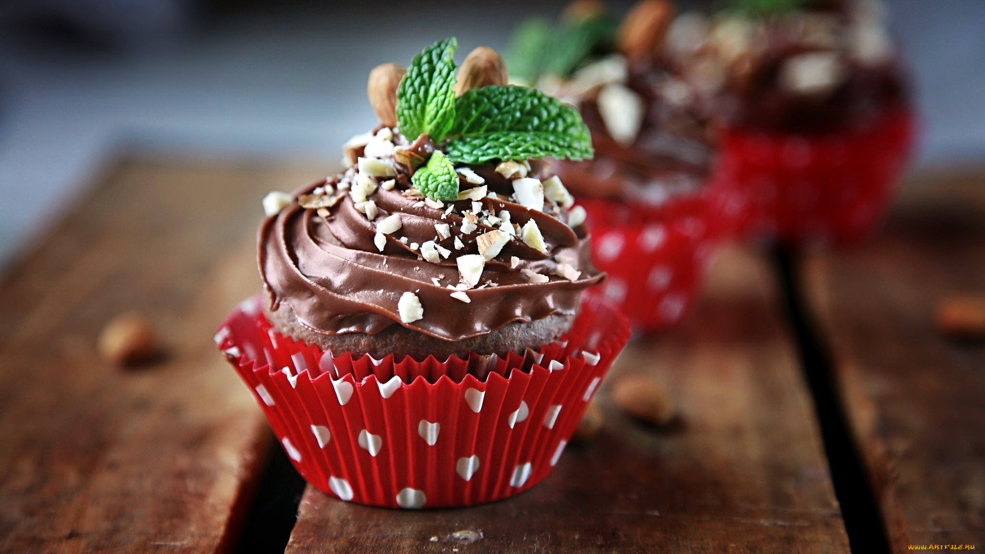 еда, пирожные, , кексы, , печенье, капкейки, крем, мята, орехи