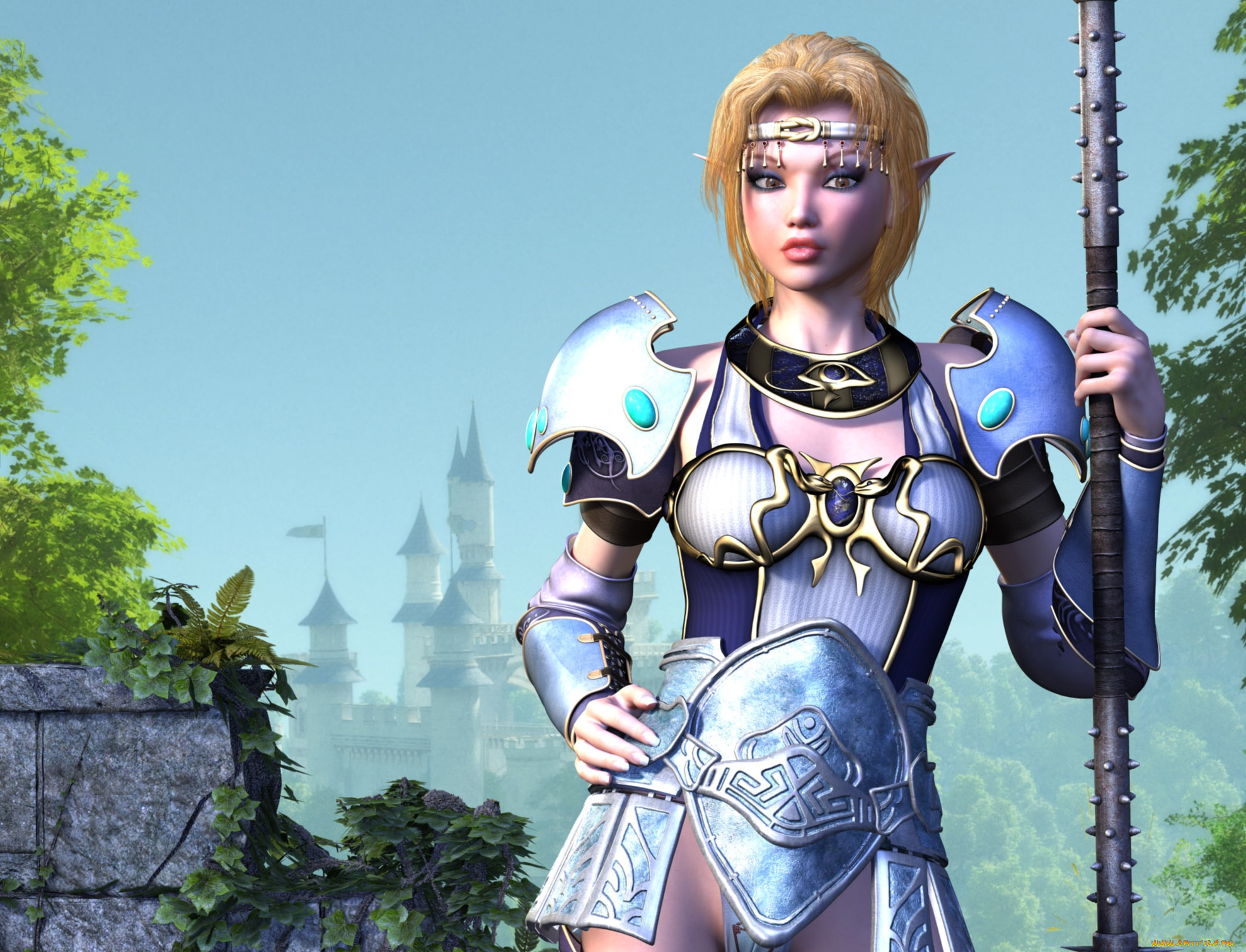 3д, графика, эльфы, , elves, эльфийка, взгляд, фон