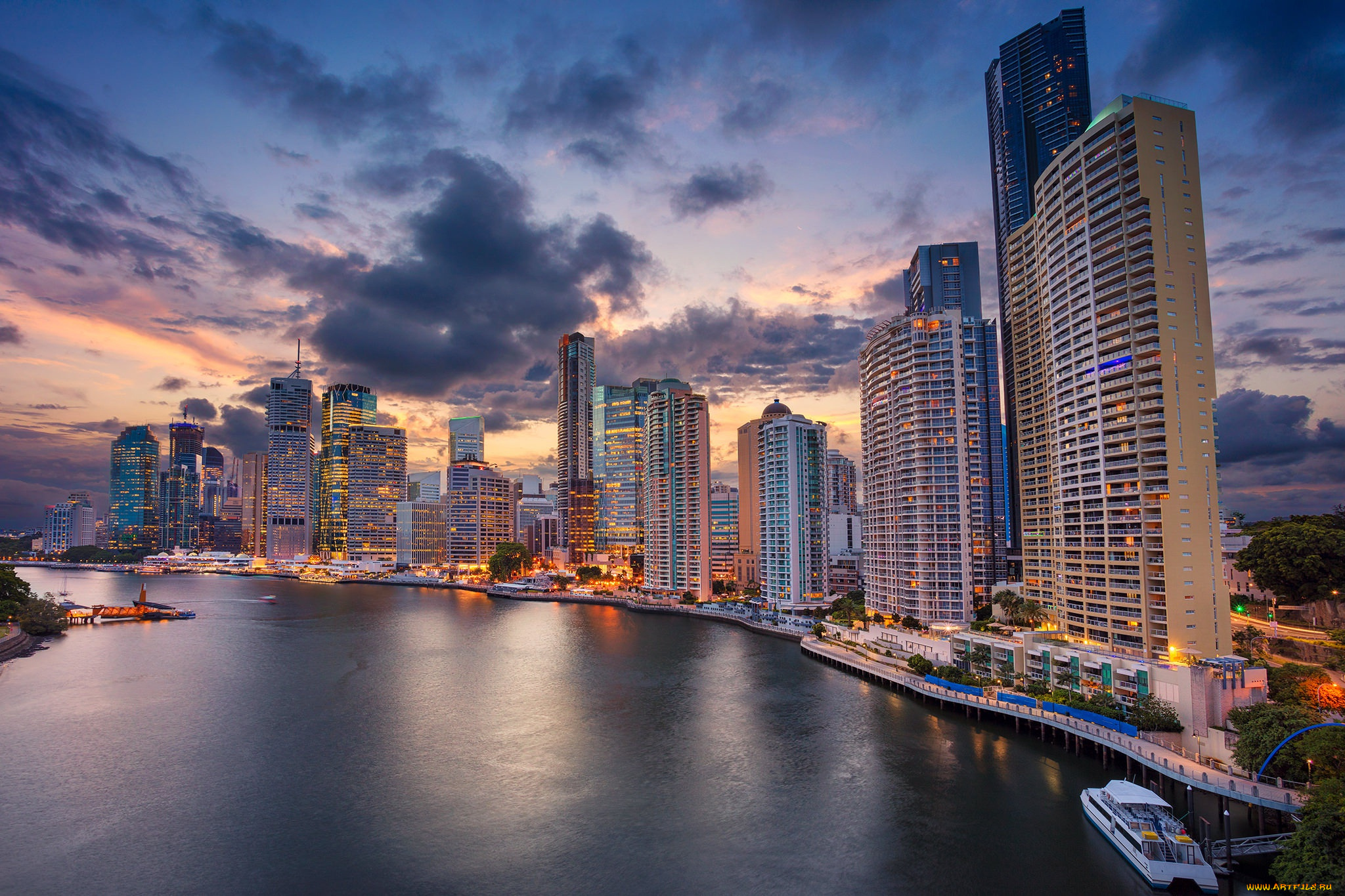 города, -, панорамы, brisbane, здания, набережная, queensland, брисбен, river, дома, река, небоскрёбы, australia, квинсленд, австралия
