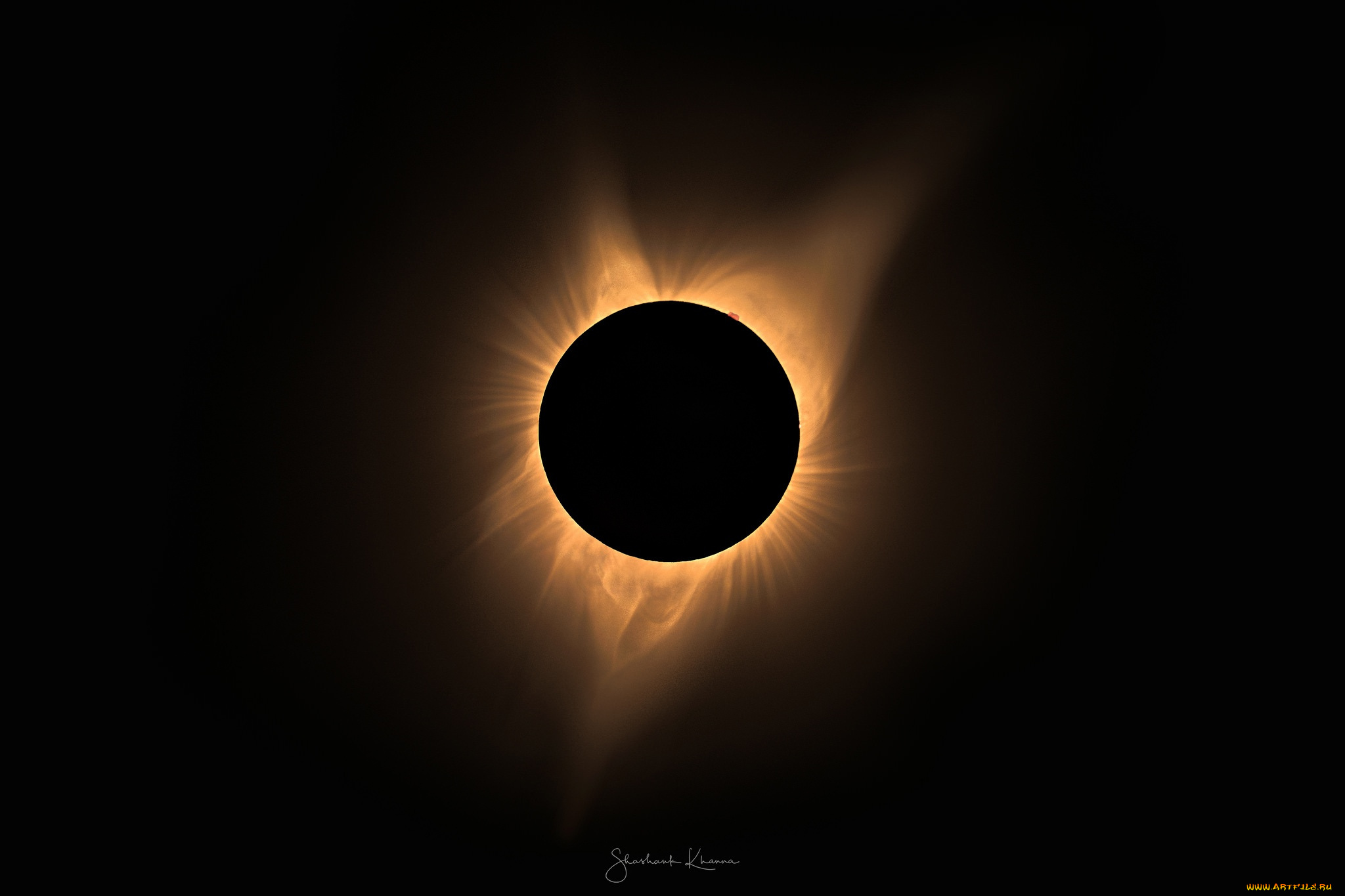 космос, луна, тьма, небо, свет, солнечное, затмение